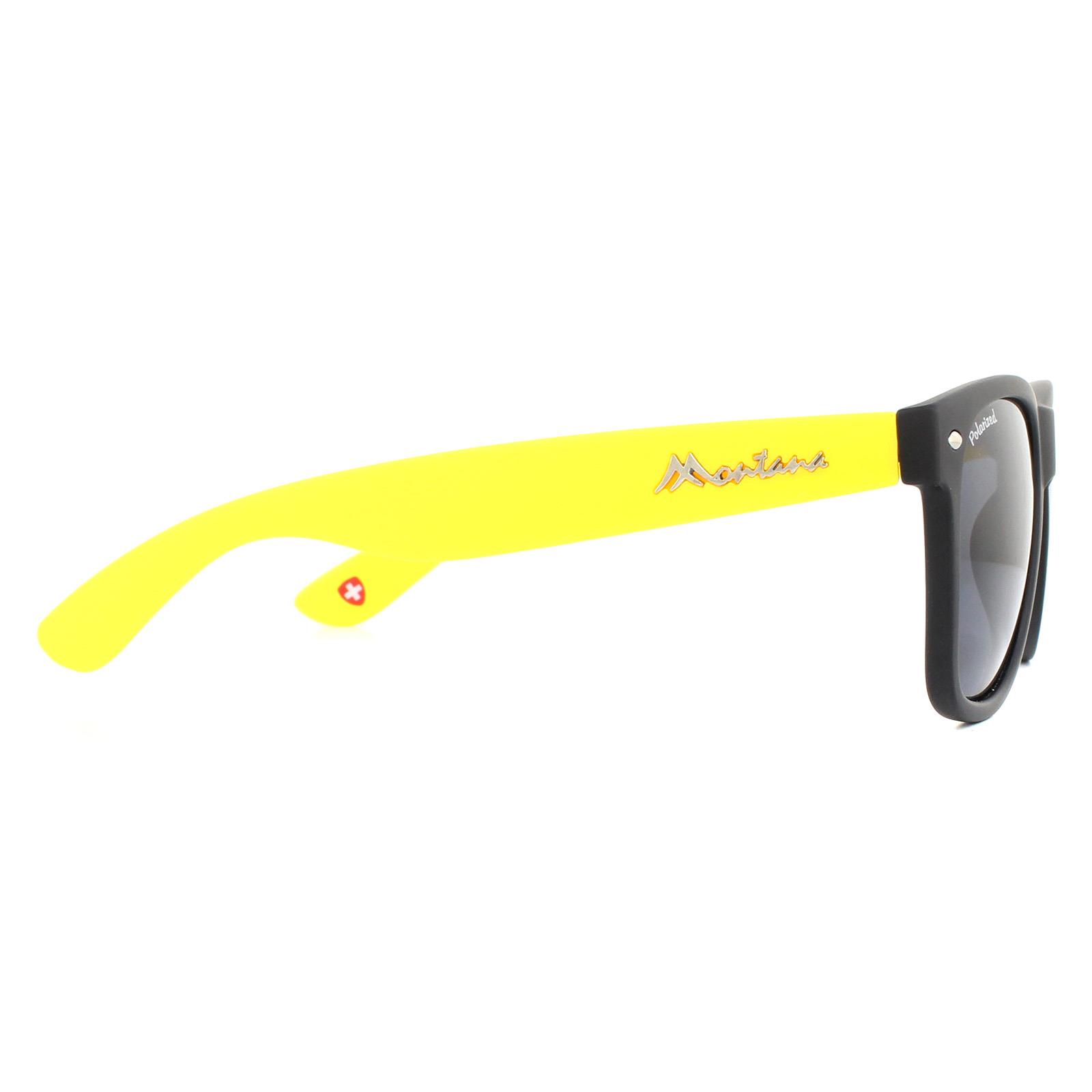 Black Montana Black Rectangle Black with Yellow Rubbertouch Black Polarized Sunglasses, Image 4 of 4