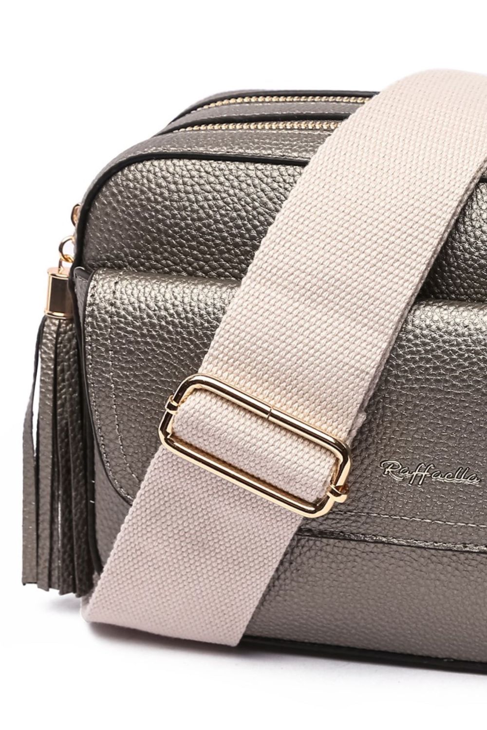 Silver Cross Body Front Pocket Camera Bag, Image 2 of 2