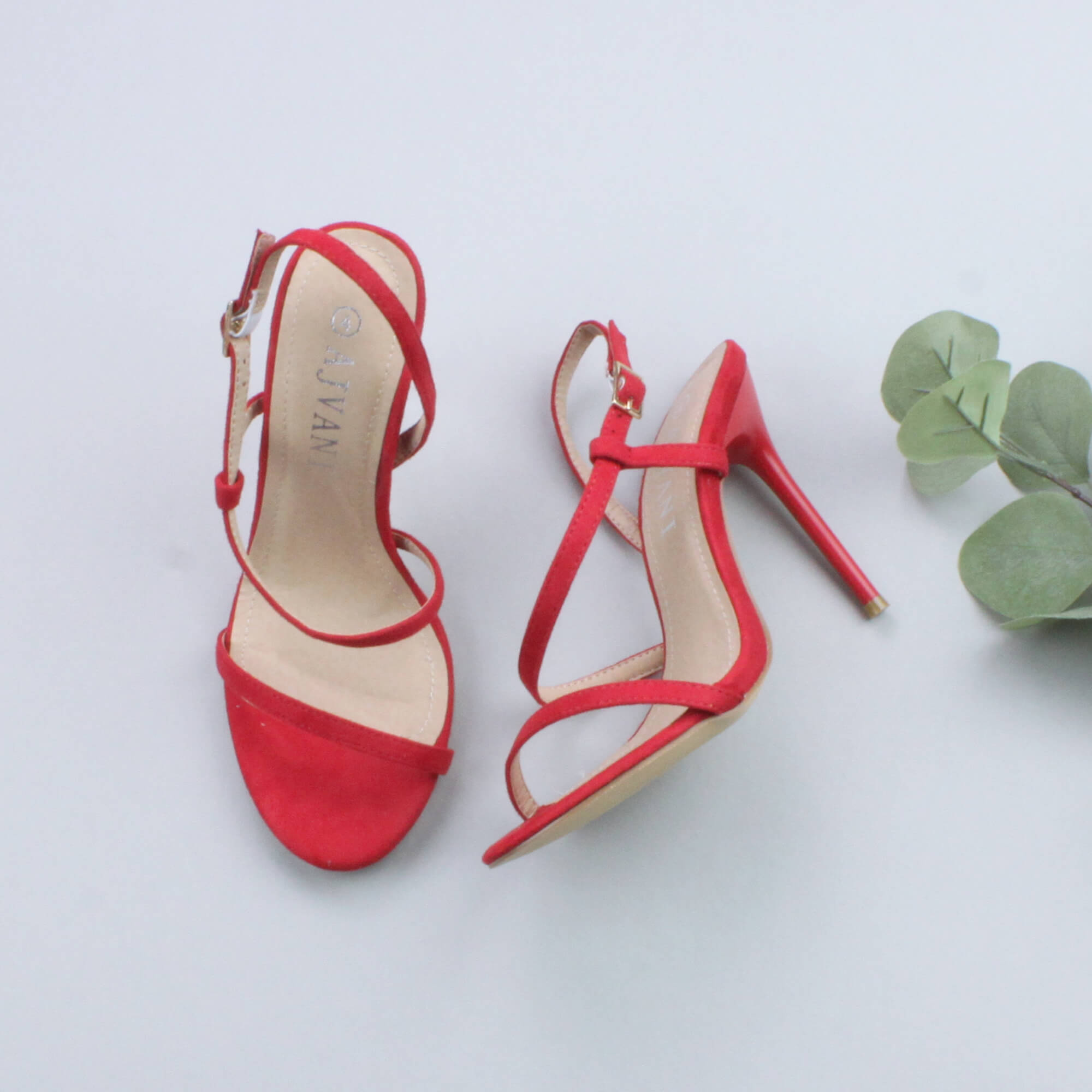 Red High Heel Party Barely There Sandals, Image 4 of 6