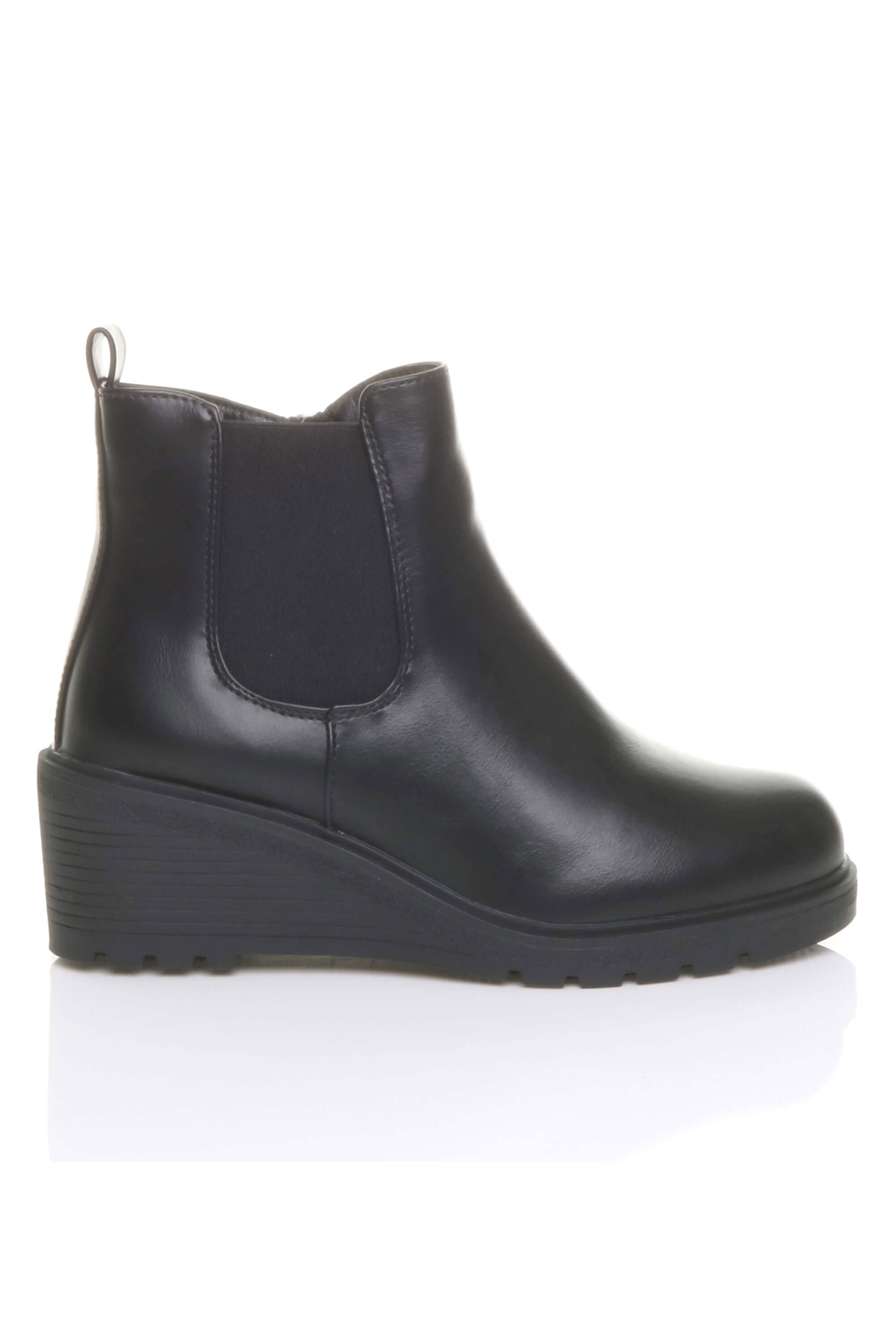 Black AJVANI Black High Wedge Heel Ankle Chelsea Boots, Image 5 of 6