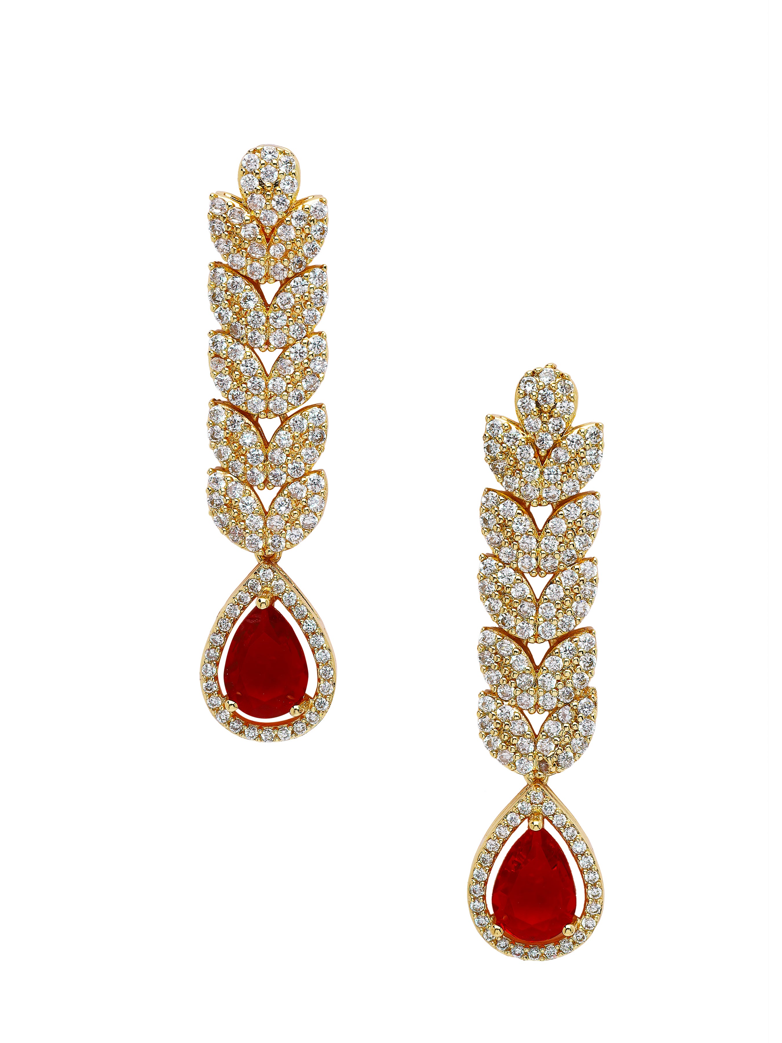 Gold AVANT-GARDE PARIS Gold Leaf Cascade Teardrop Statement Earrings, Image 1 of 2
