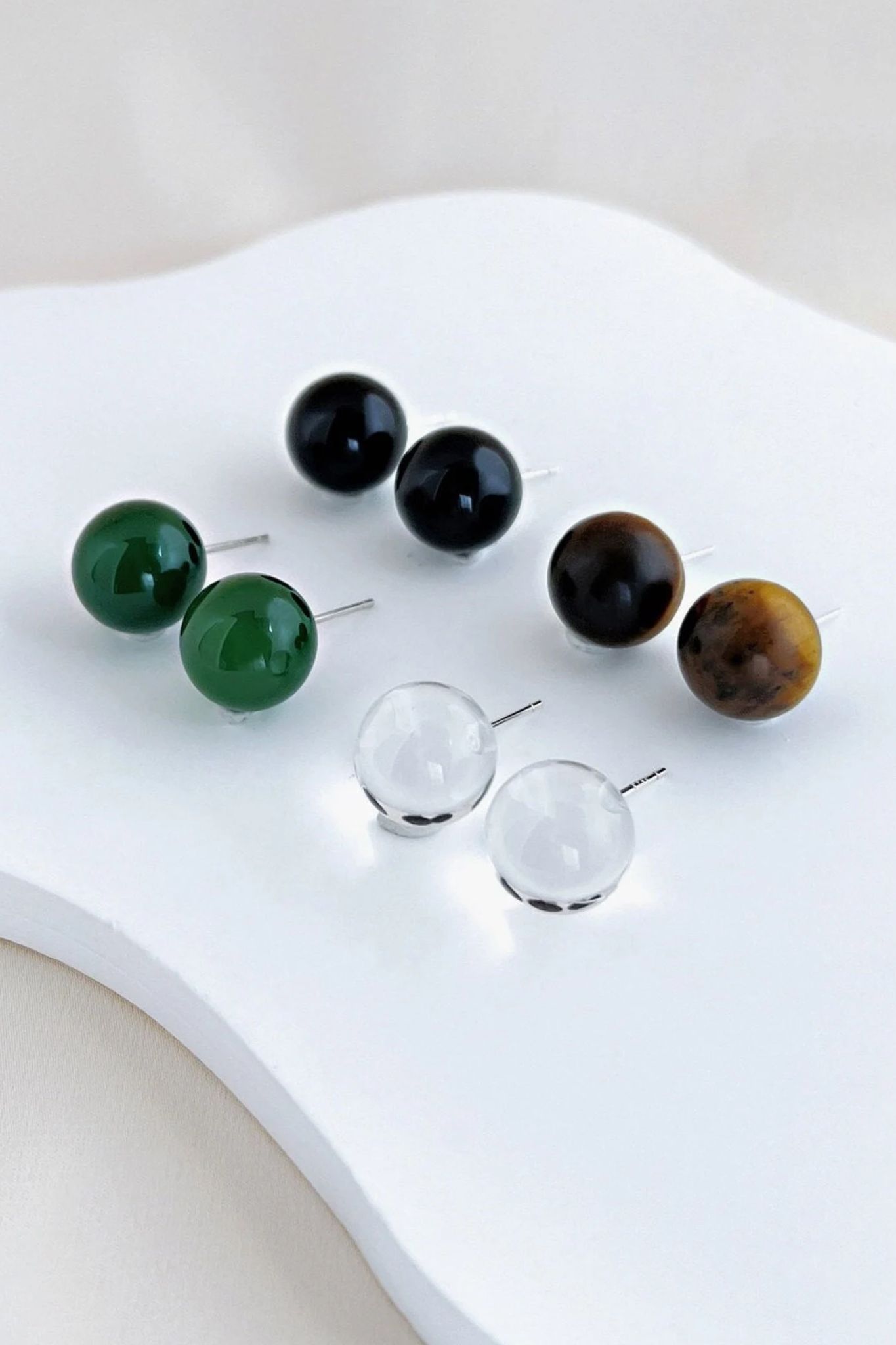 Brown Glass Ball Stud Earrings 12mm, Image 1 of 3