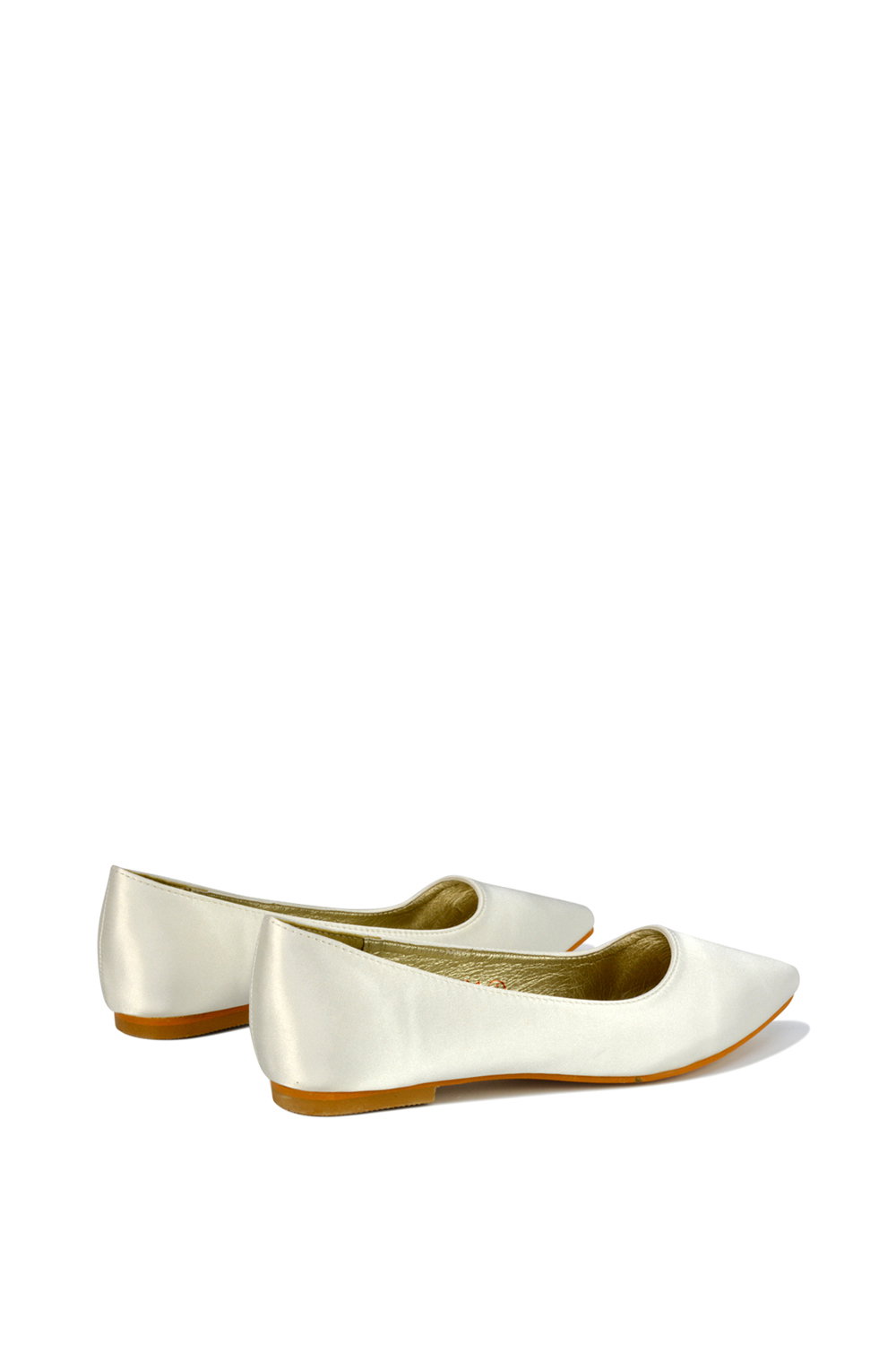 Ivory XY LONDON Ivory 'Alessia' Pointed Toe Low Heel Bridal Ballerina Pump Shoes, Image 3 of 5