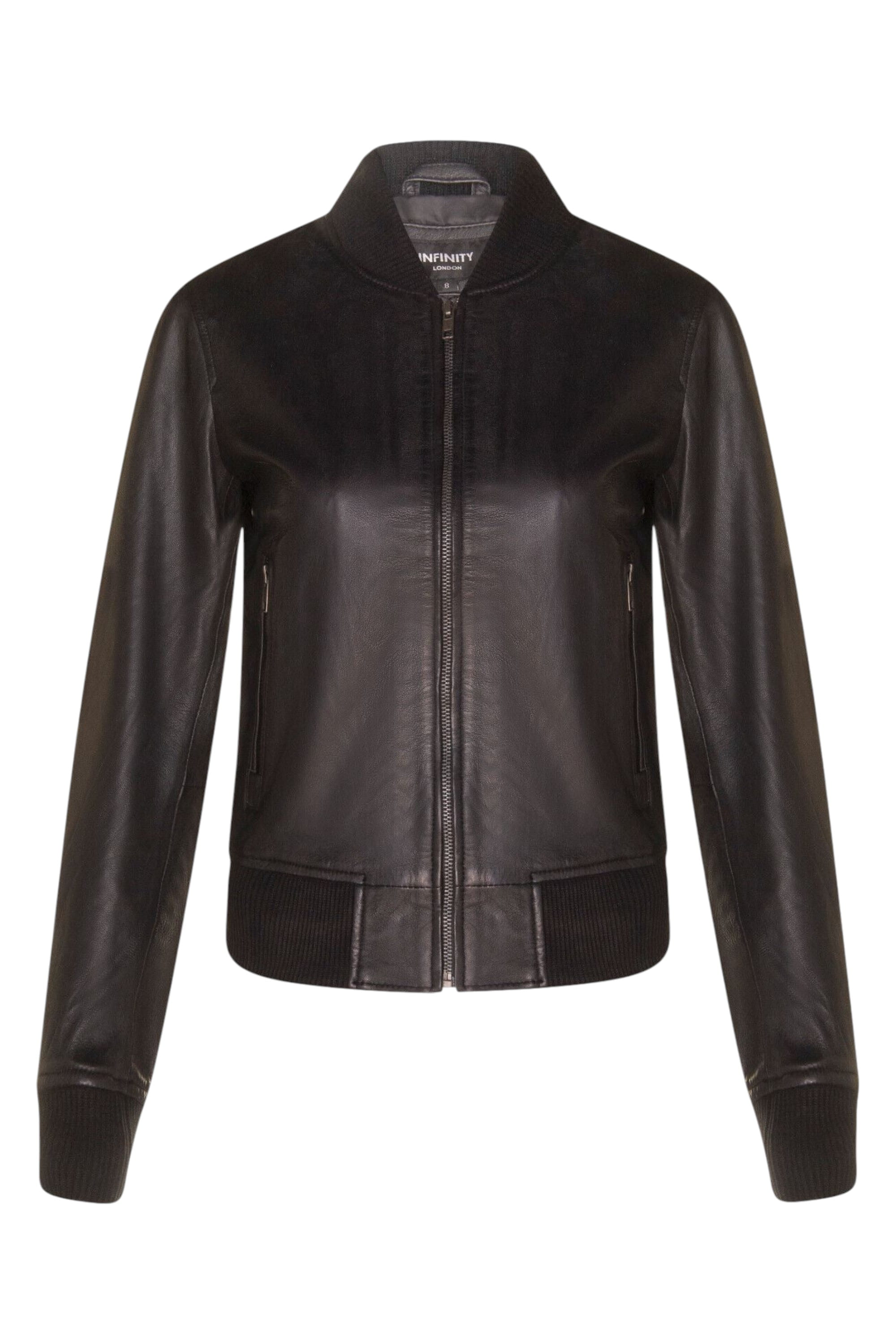 Black MA-1 Leather Bomber Jacket-Newcastle, Image 1 of 4