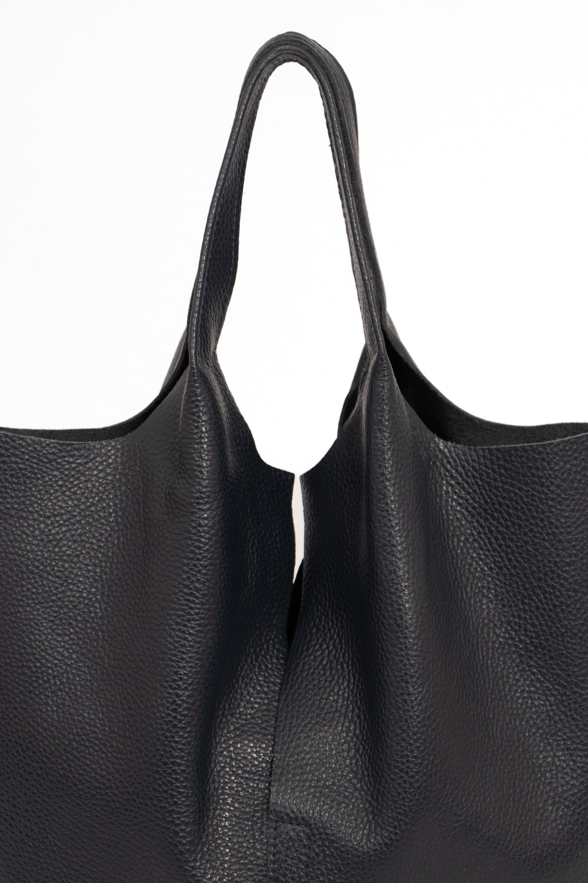 Navy Blue Italian Leather Shoulder Bag, Image 2 of 5