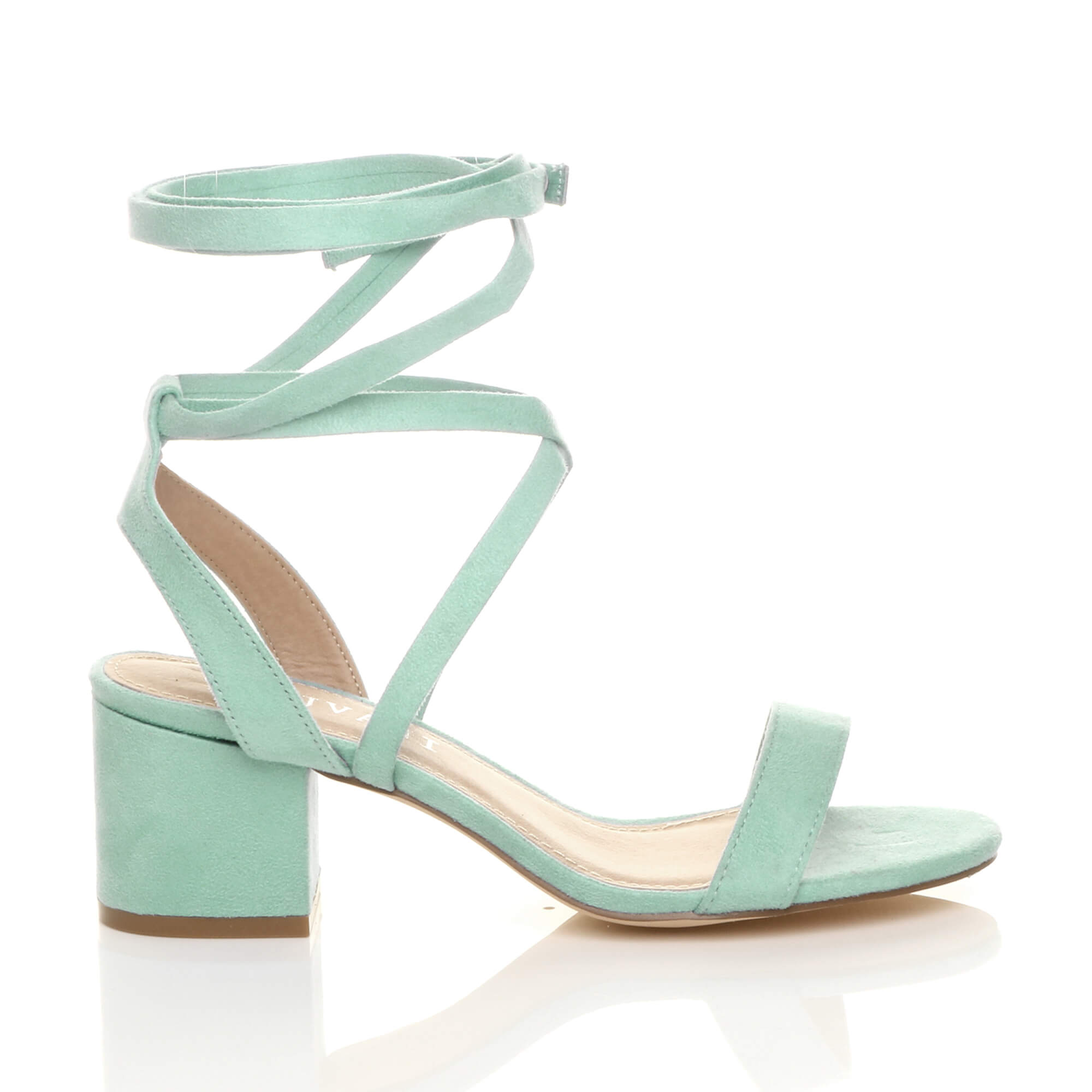 Mint Mid Block Heel Tie Up Sandals, Image 2 of 6