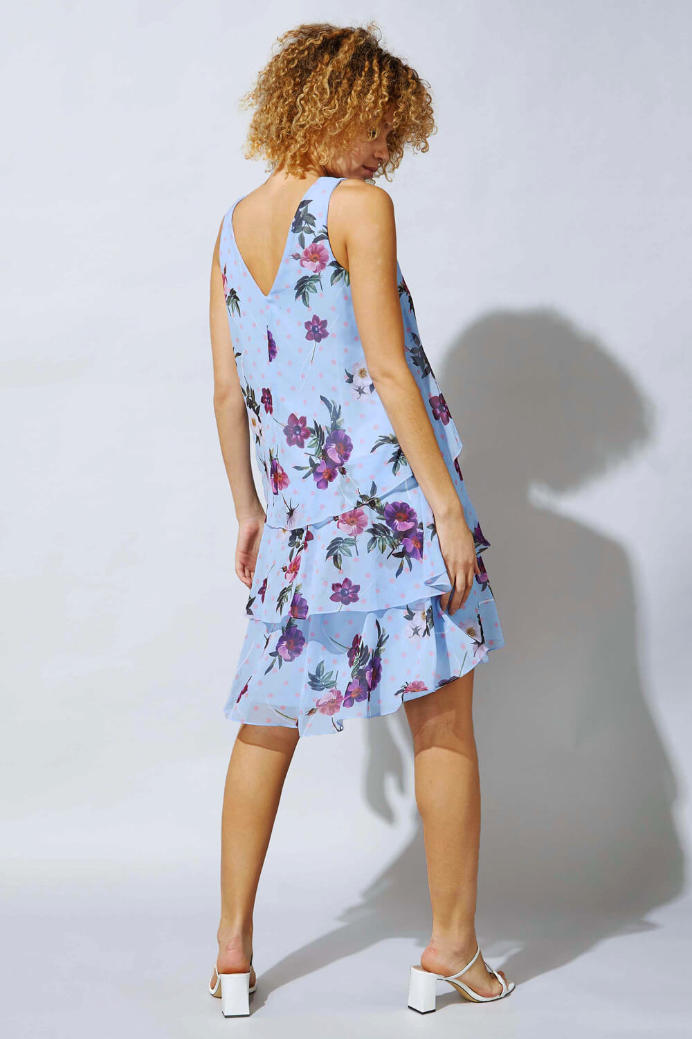 Lilac Floral Spot Chiffon Layer Dress, Image 4 of 4