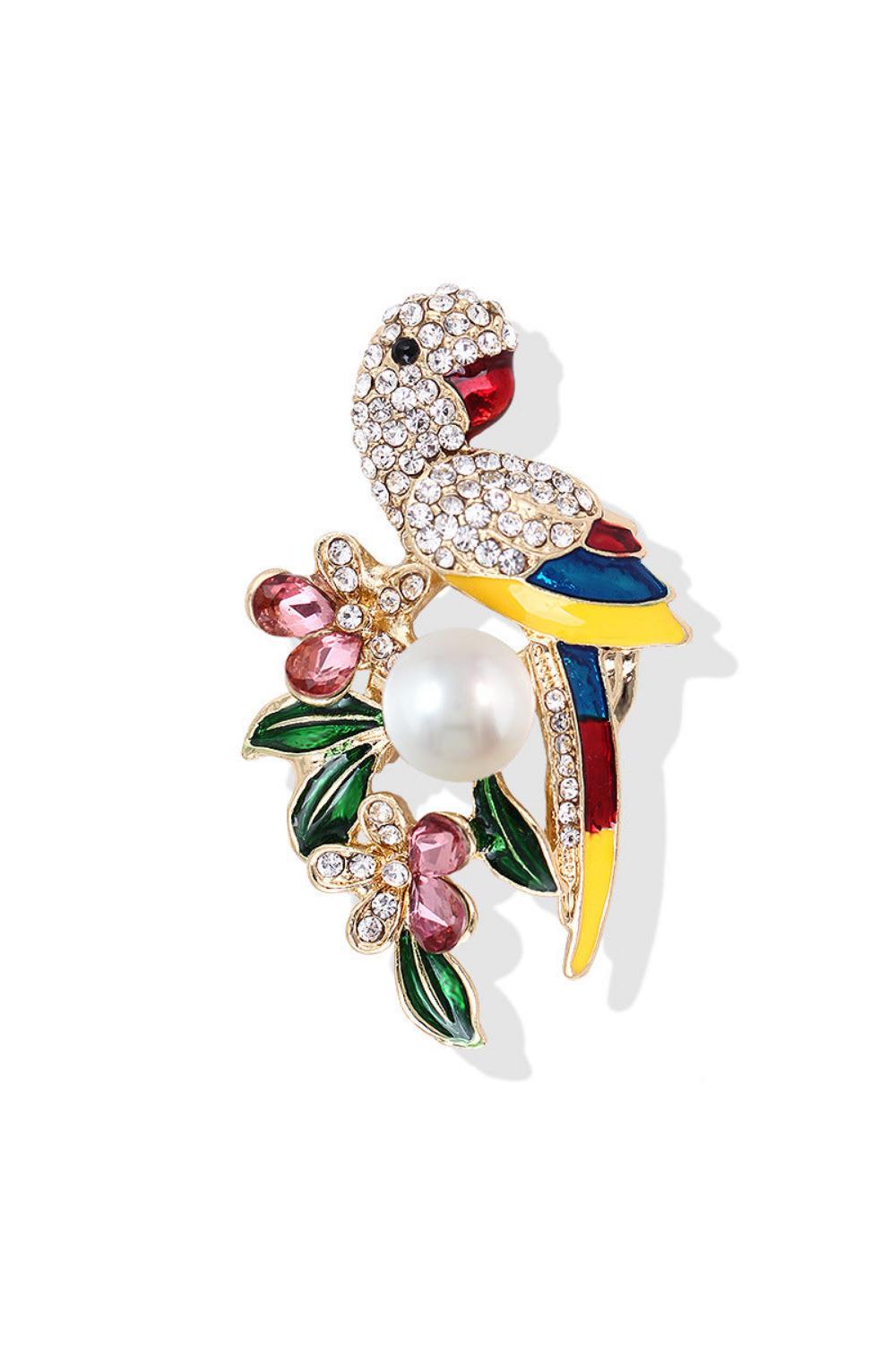 Multi Parrot Brooch with Pearl, Image 2 of 4