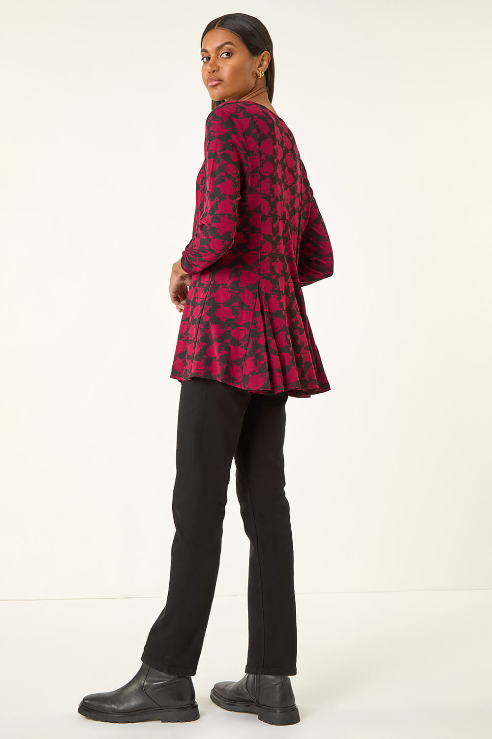 Red Printed Tunic Top, Image 4 of 5