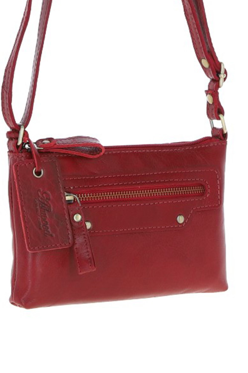 Red Genuine Leather Crossbody Bag, Image 3 of 6