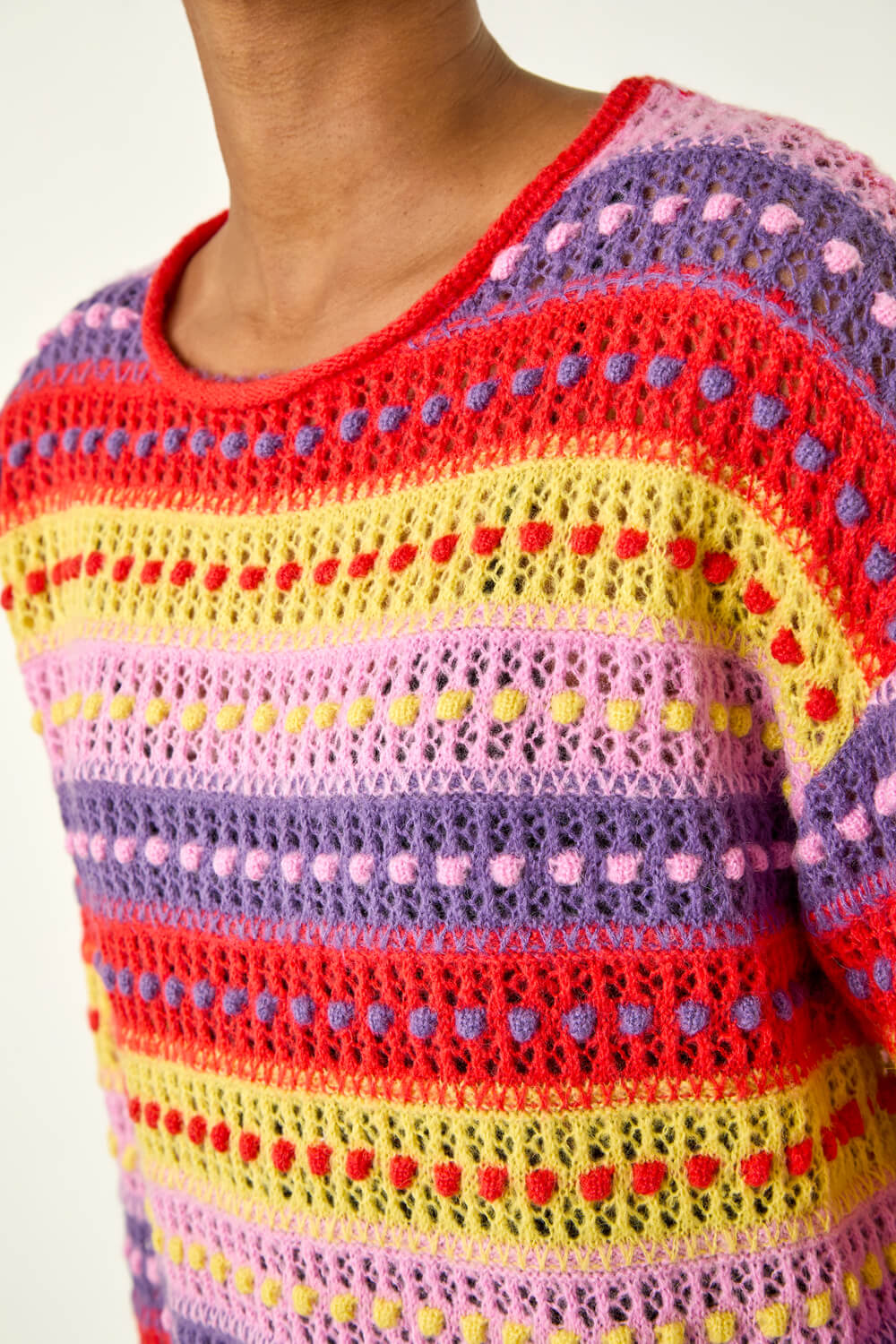 Red Bobble Knit Stripe Jumper, Image 6 of 5