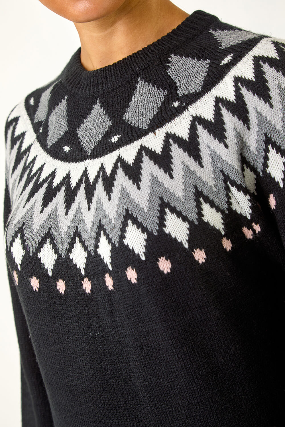 Black Geometric Print Knitted Shift Dress, Image 6 of 5