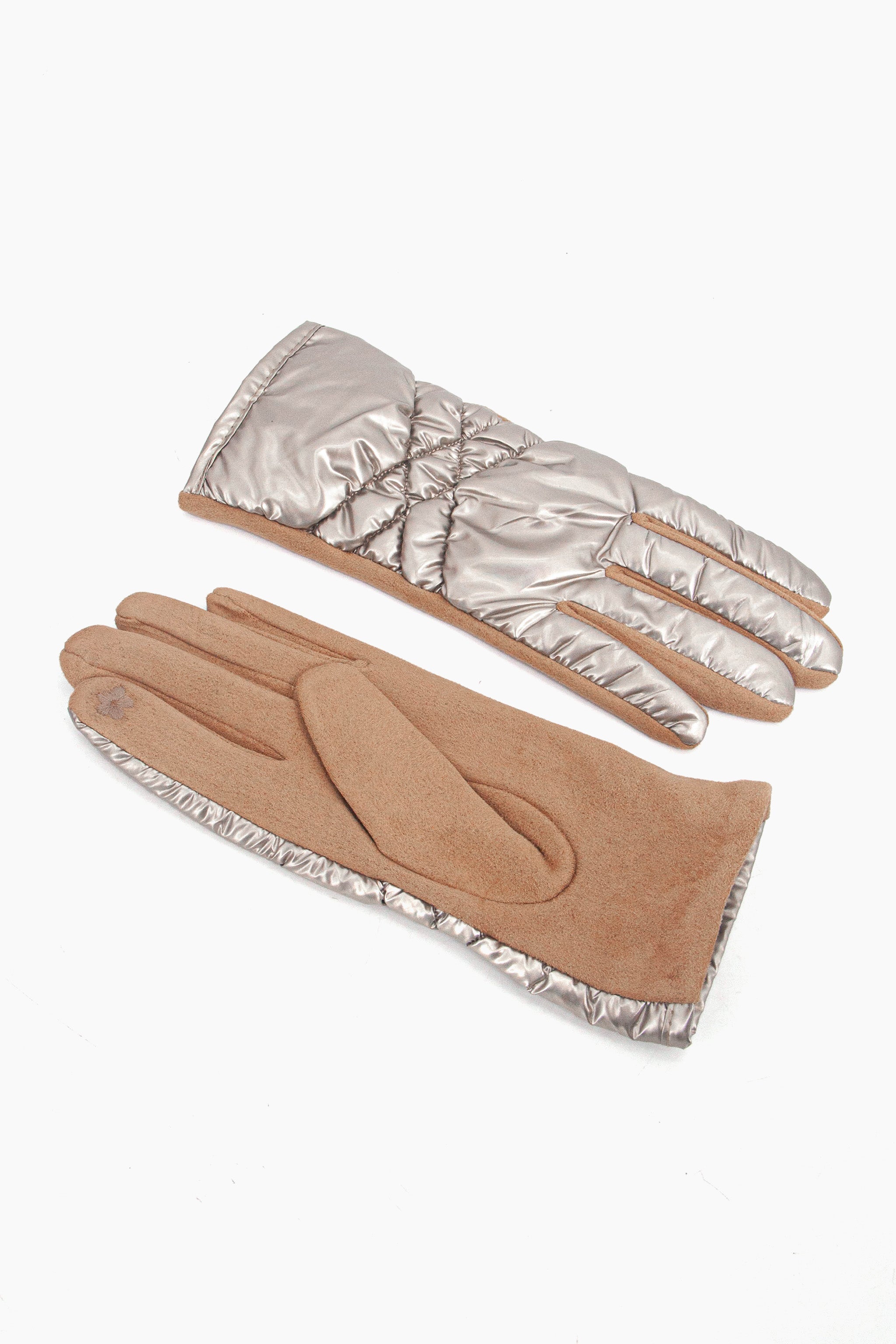 Gold Metallic Touch Screen Winter Gloves, Image 2 of 4