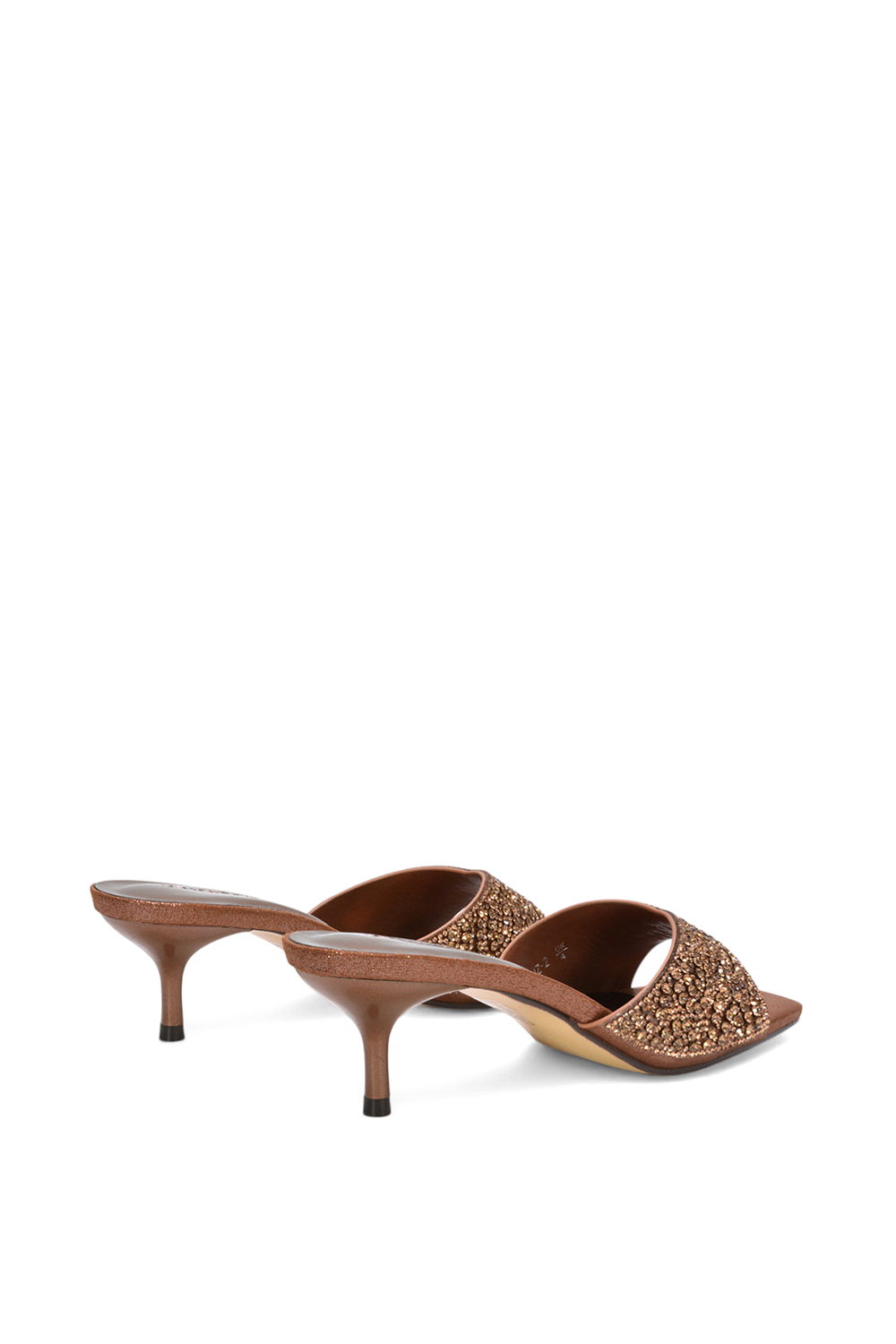 Brown XY LONDON Brown 'Ottilie' Sparkly Crystal Kitten Heeled Sandal Mules, Image 4 of 6
