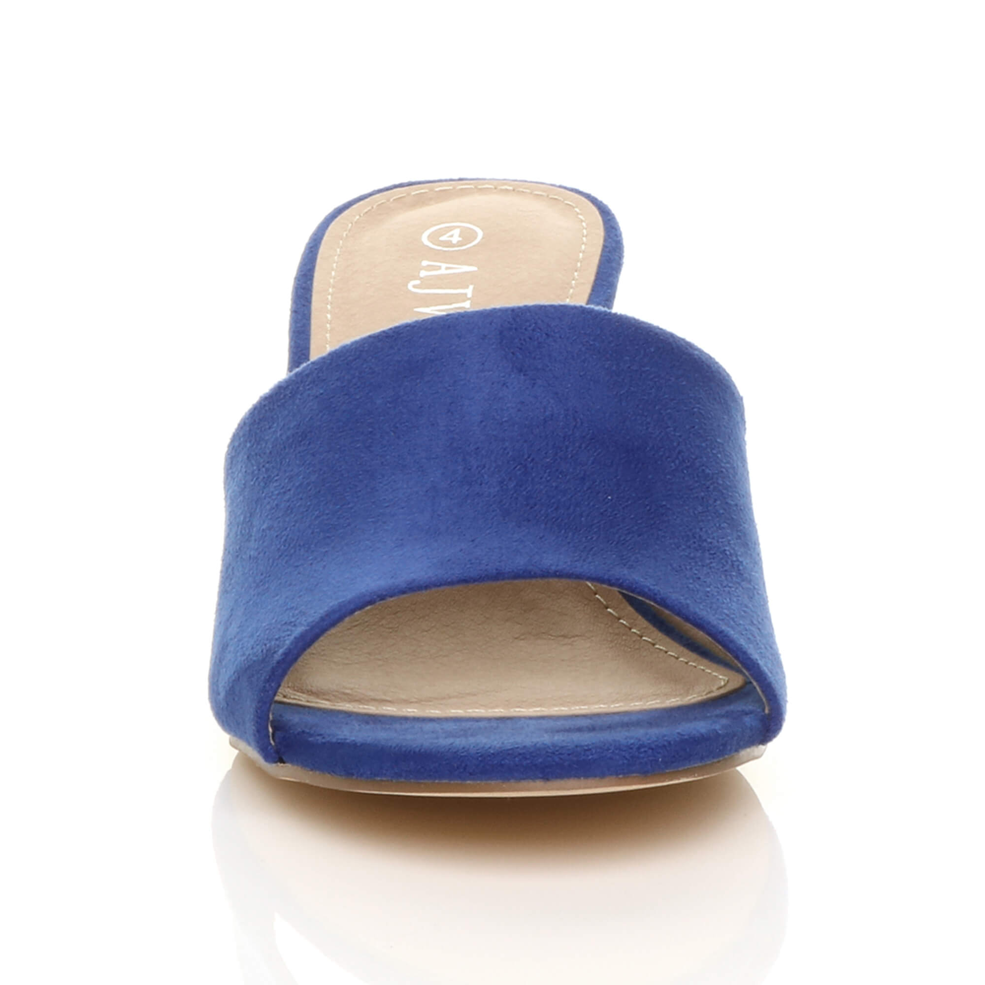 Royal Blue AJVANI Royal Blue Mid Block Heel Peep Toe Mules Sandals, Image 6 of 6