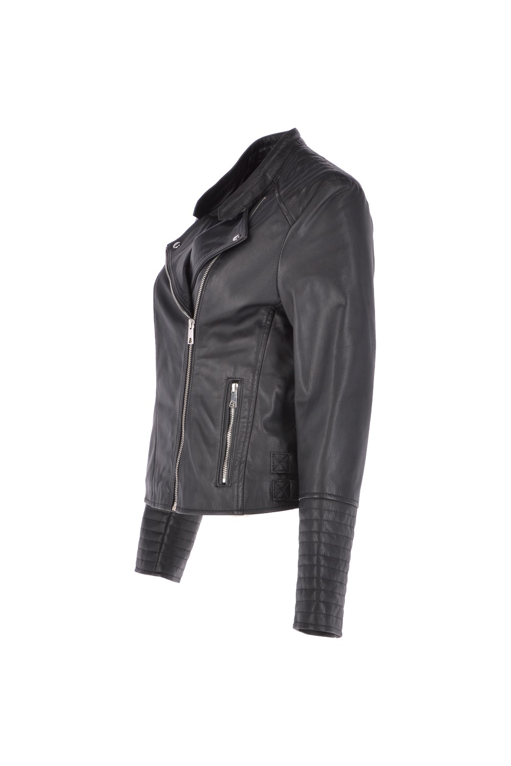 Black Ashwood Leather Black 'Casey' Real Leather Biker Jacket, Image 3 of 5