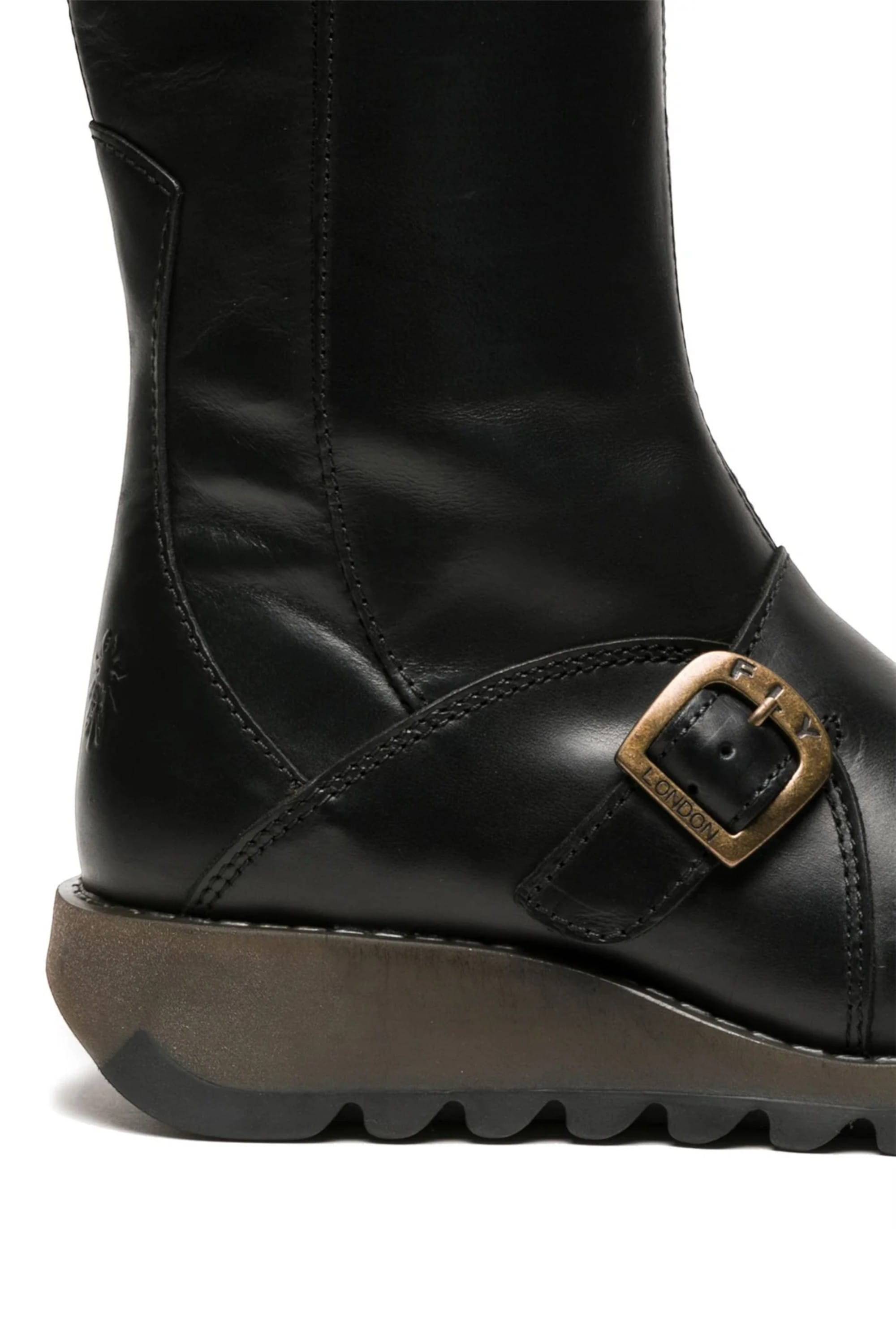 Black Womens Mid-Calf Platform Boots-MES2913, Image 6 of 6