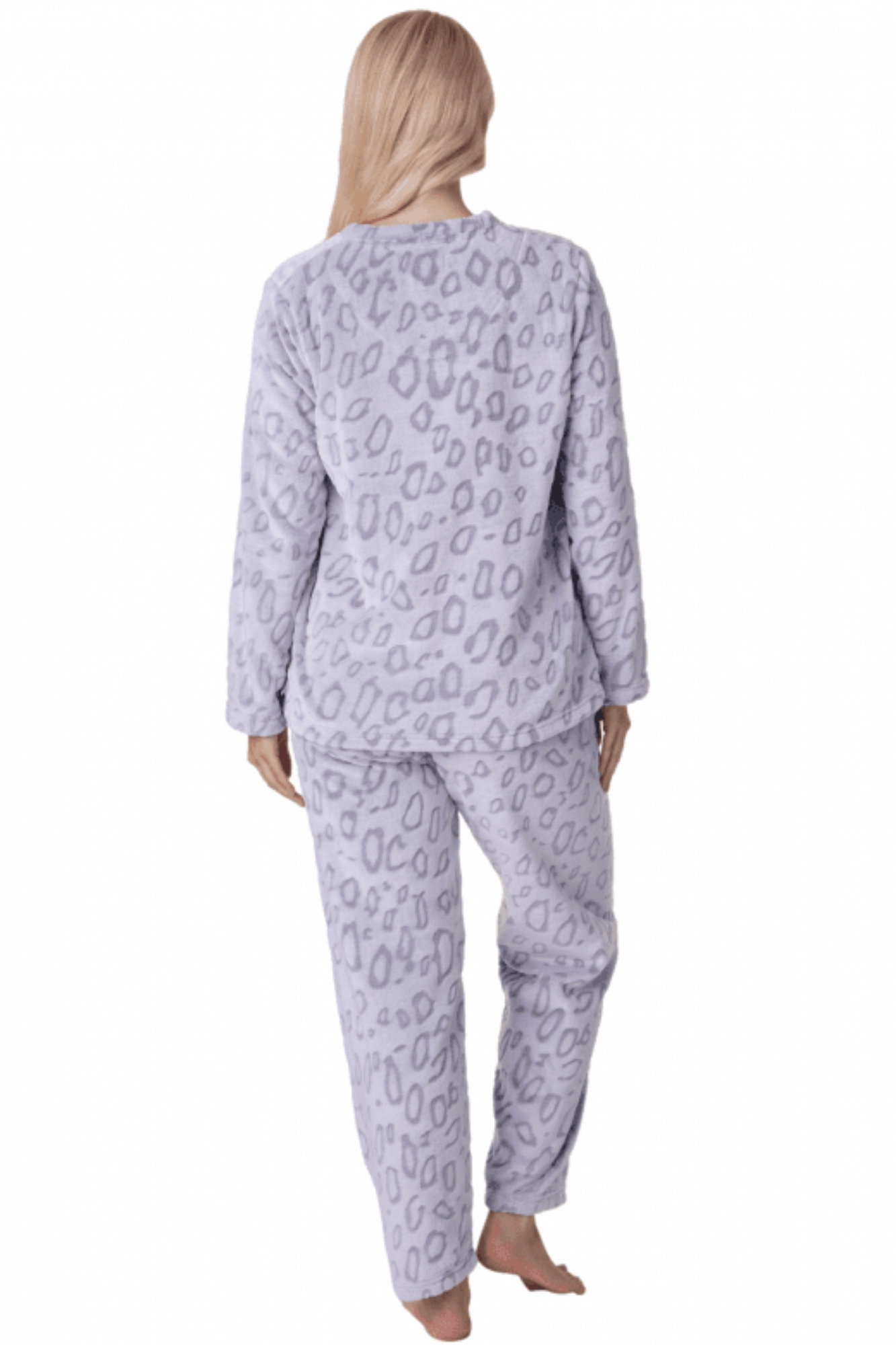 Grey Camille Lingerie Grey Supersoft Printed Full Length Pyjama Set, Image 3 of 5