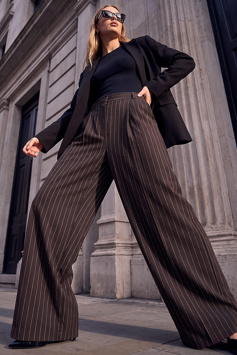 Roman  Chocolate Pinstripe Trouser Size 14