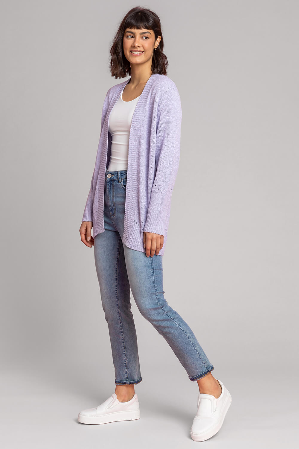 Lilac Tape Stitch Cardigan, Image 4 of 5