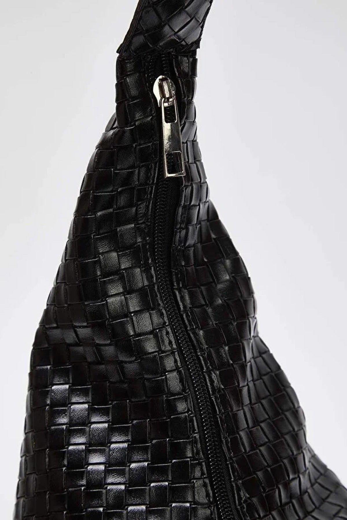Black Woven Texture Oversized Tote Shoulder Bag, Image 4 of 4