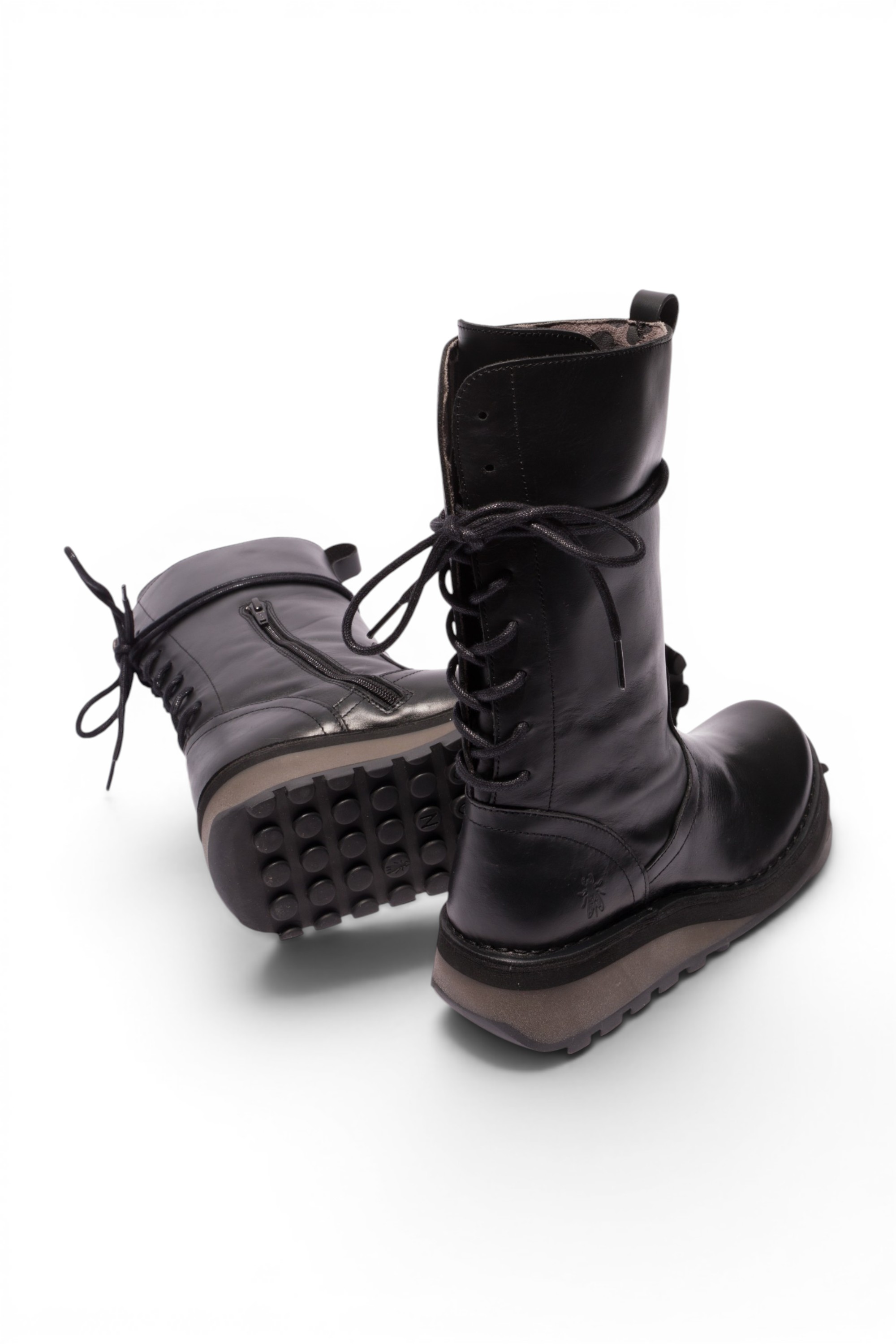 Black Womens Leather Calf Long Boots-HEIG229, Image 5 of 5