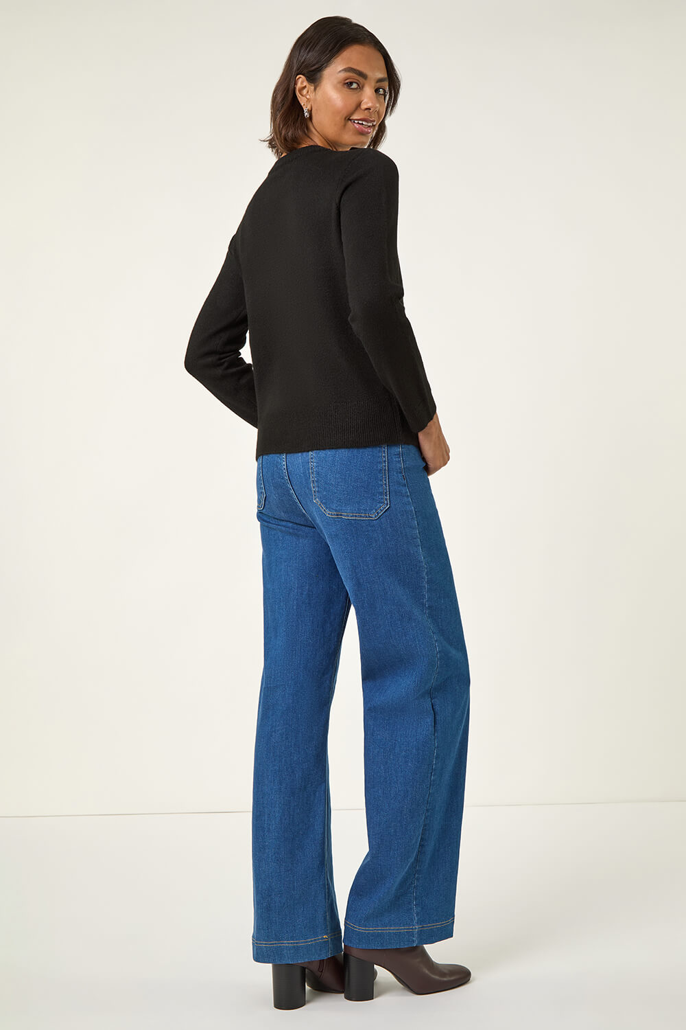 Black Floral Embroidered Knit Jumper, Image 5 of 5