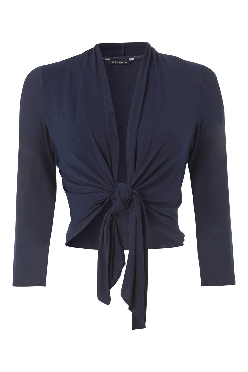 Navy Tie Detail Jersey Shrug, Image 6 of 5
