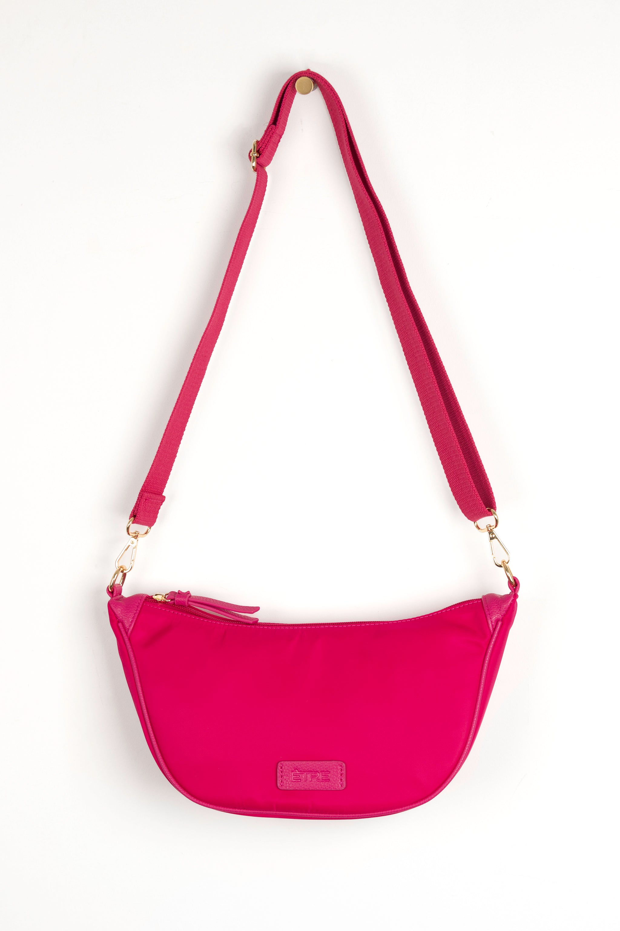 Pink Plain Half Moon Crossbody Bag