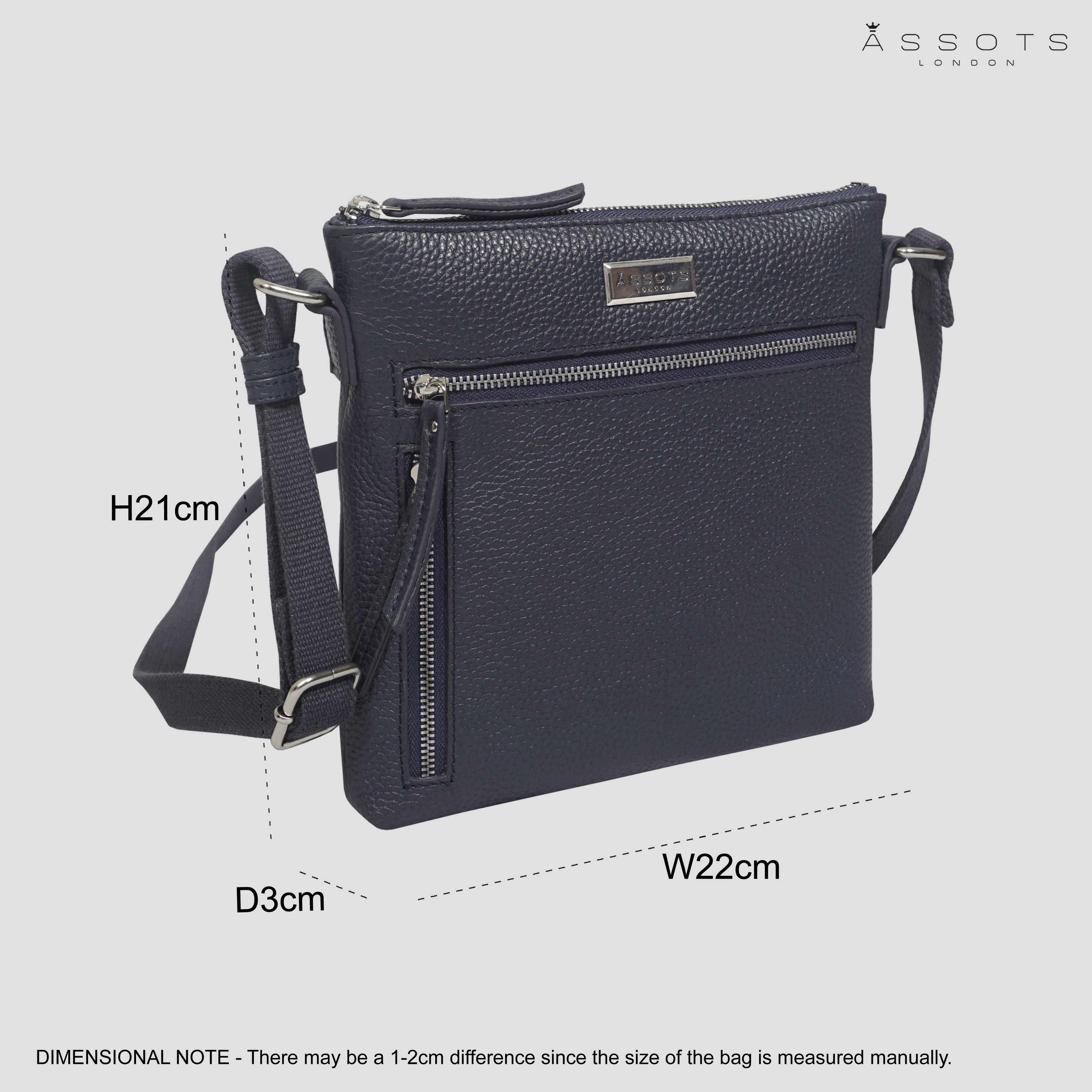 Navy 'RUE' Soft Pebble Grain Leather Crossbody Bag, Image 4 of 4