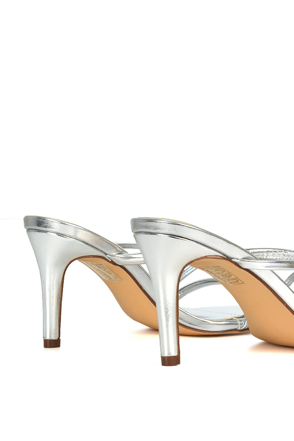 Silver XY LONDON Silver 'Angel' Stiletto High Heel Mule Sandals, Image 6 of 6