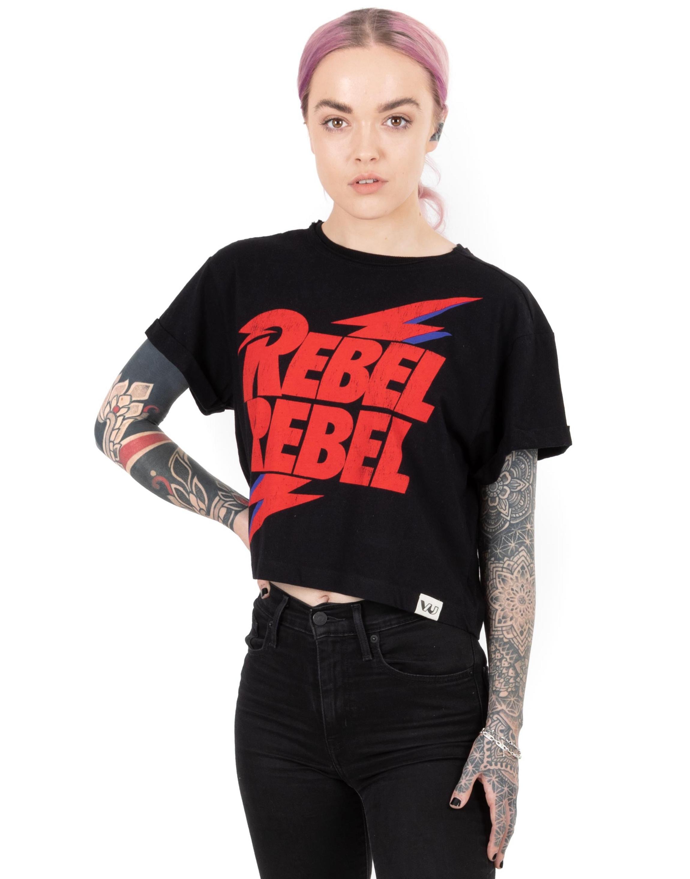 Black David Bowie For Cropped Short Sleeved T-Shirt