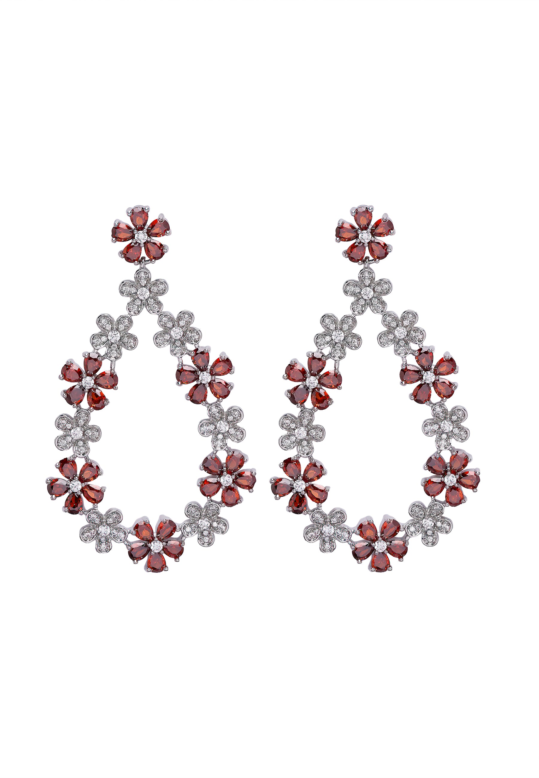 Red Diva Dainty Floral Dangle Earrings