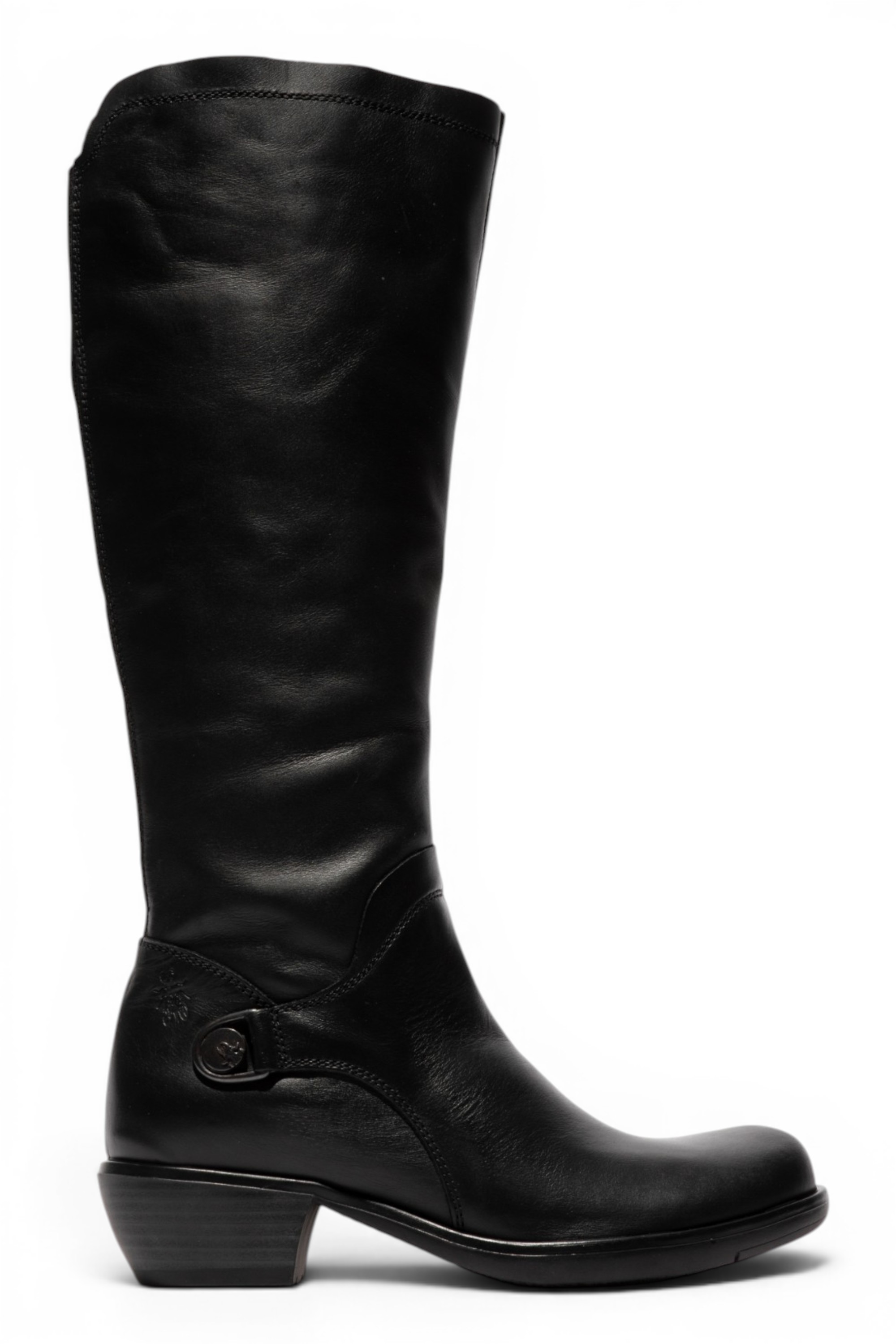 Black Womens Leather Riding Long Boots-MISTRY, Image 1 of 5