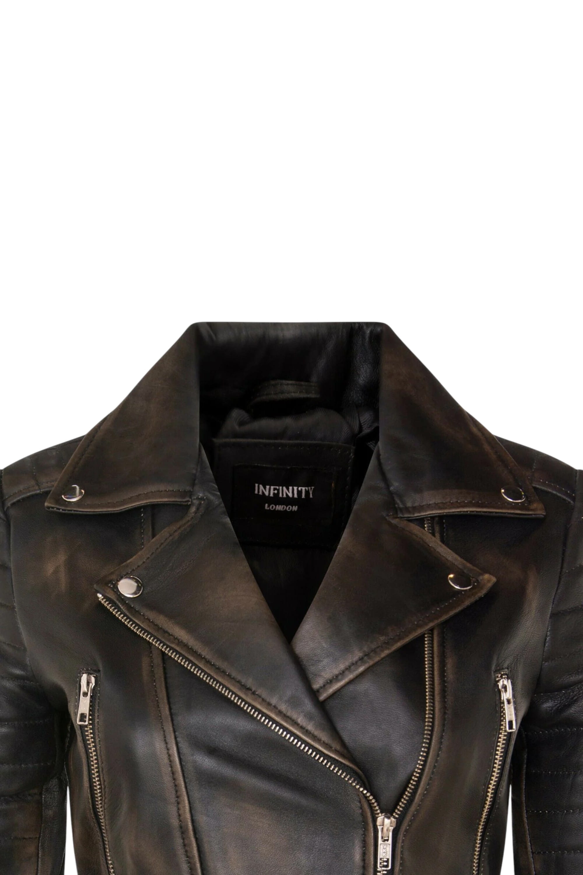 Tortoishell Infinity Leather Tortoishell Brando Cropped Leather Jacket-Longtown, Image 5 of 6