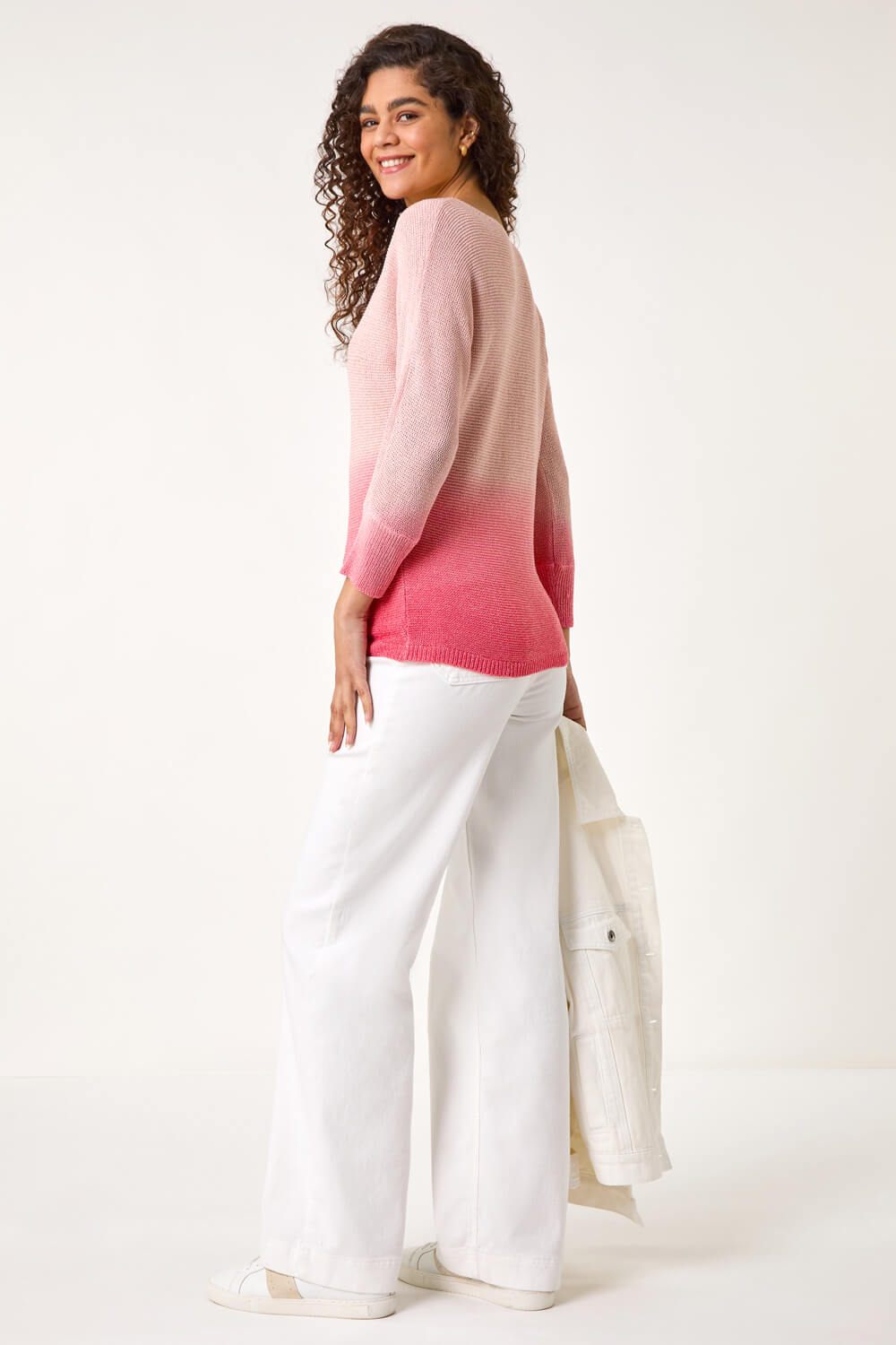 Light Pink Ombre Shimmer Knit Jumper, Image 4 of 5