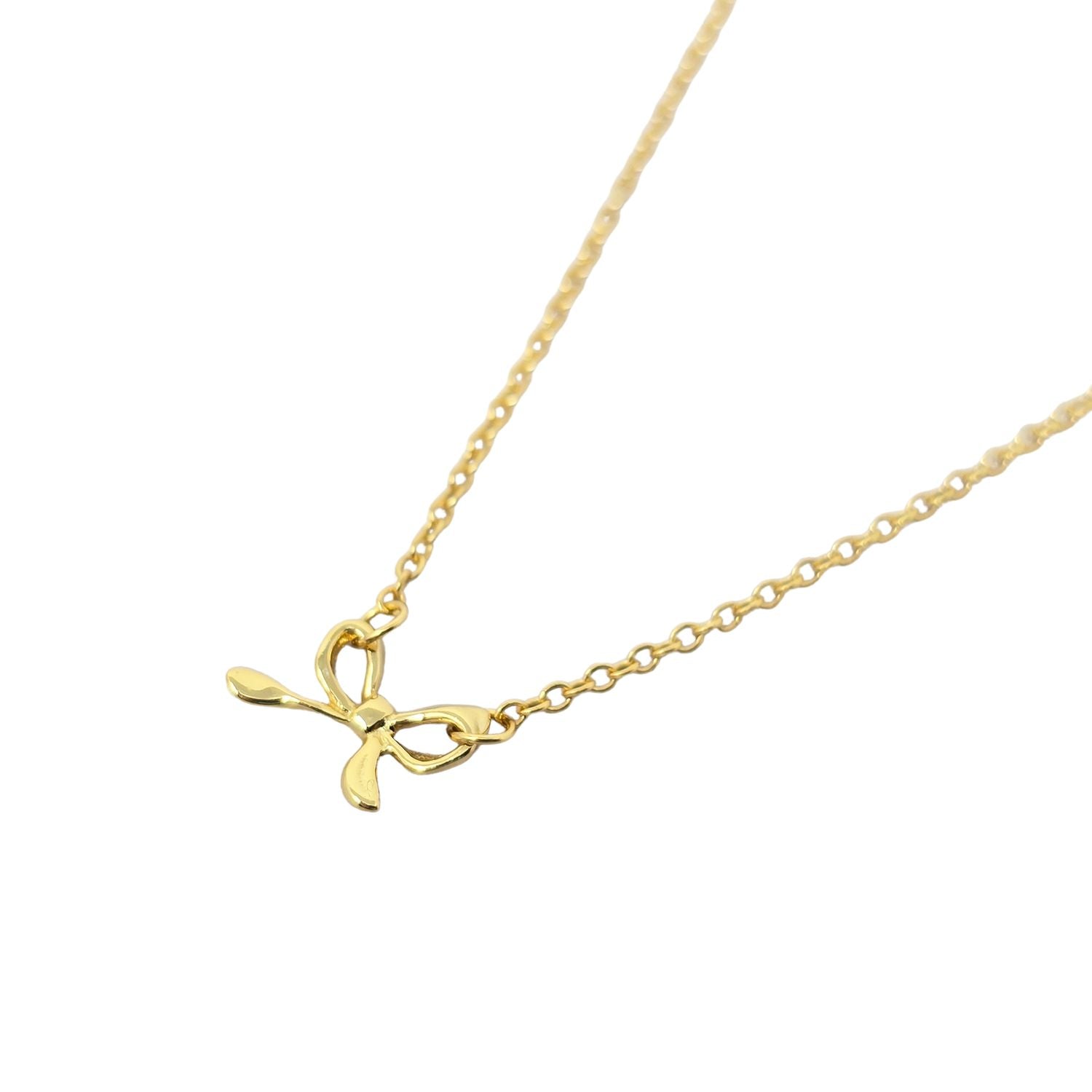 Gold Tiny Small Bow Tie Ribbon Gold Plated Necklace, Image 1 of 1