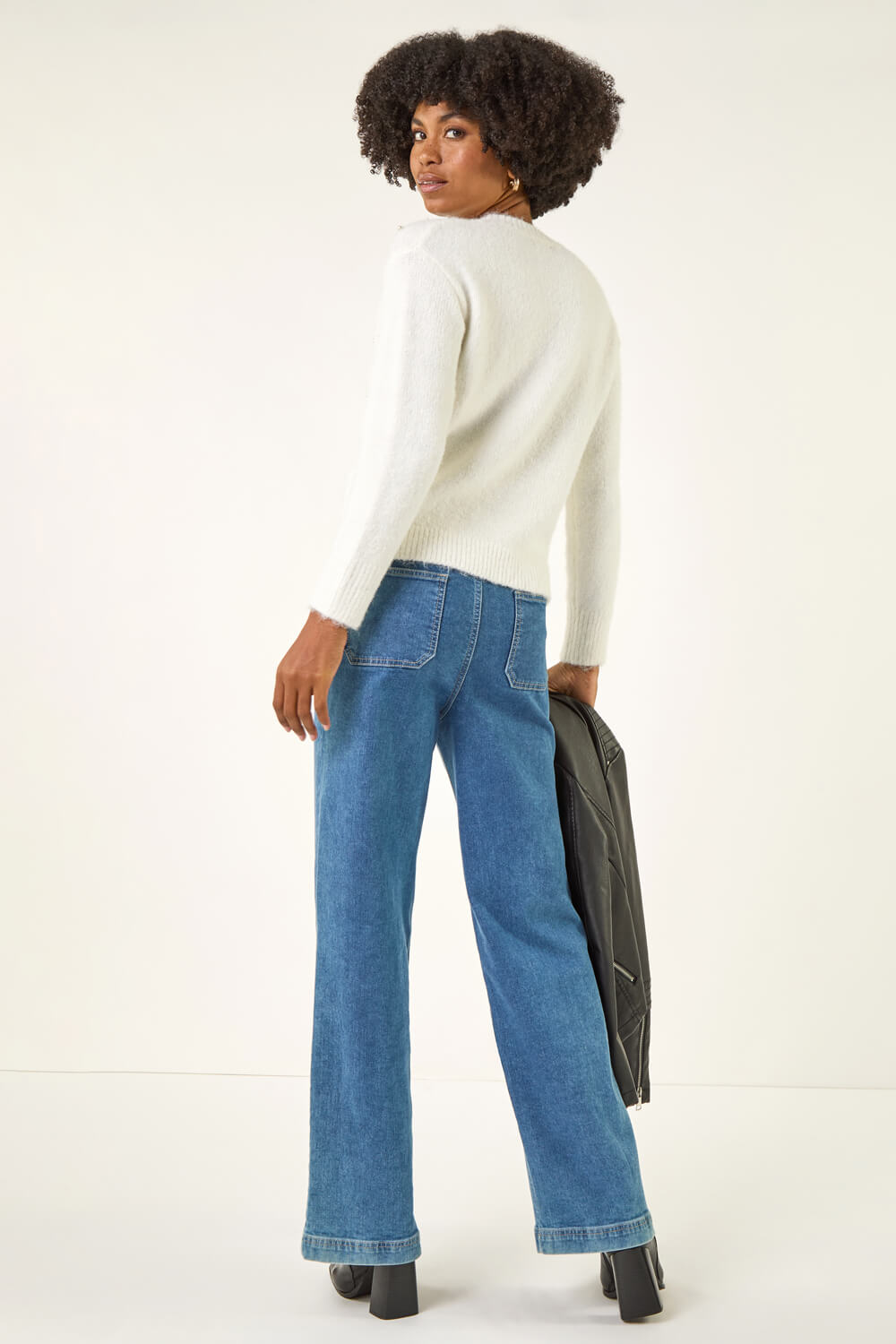 Ivory Embellished Bow Front Knit Jumper, Image 5 of 5