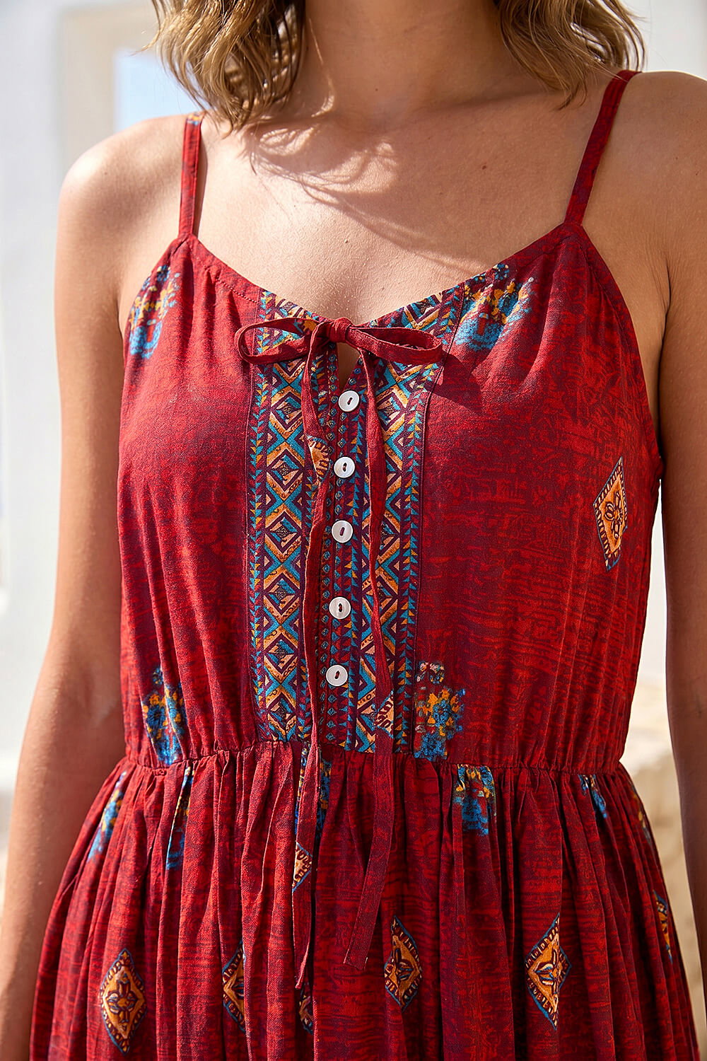 Wine Petite Strappy Tiered Hem Maxi Dress , Image 5 of 4