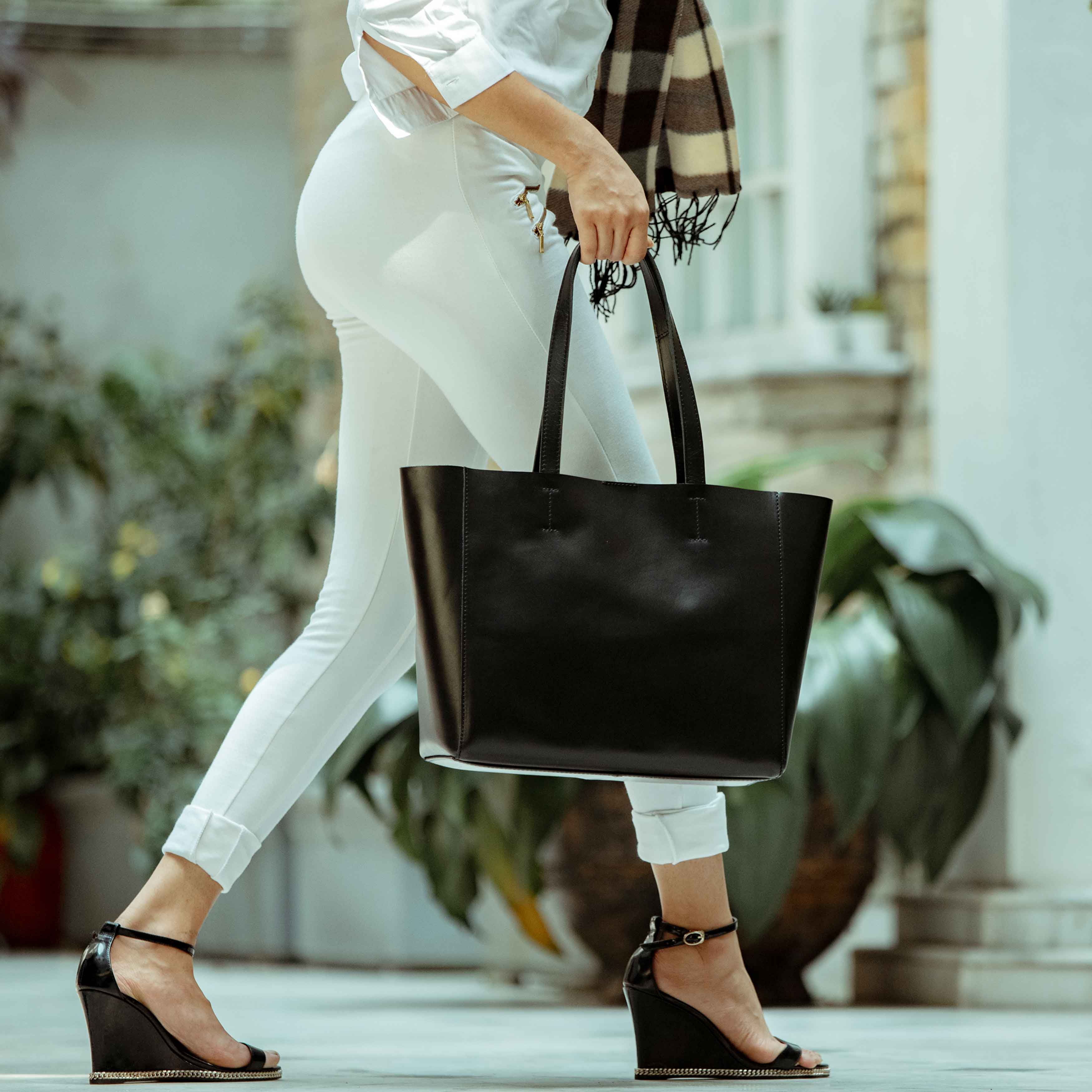 Black 'ABINGDON' Real Leather Designer Tote Bag, Image 2 of 6