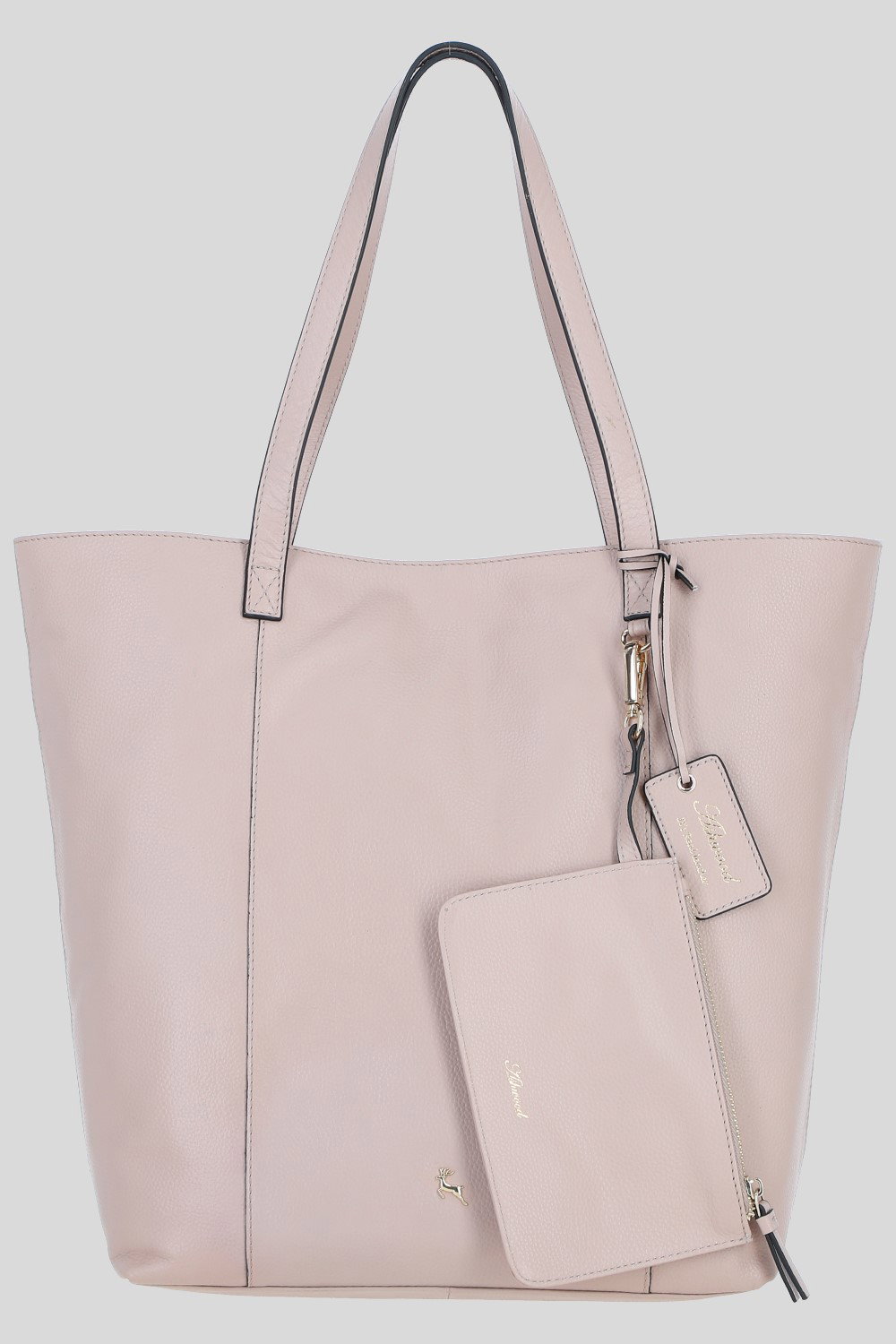 Beige 'Serela' Real Leather Shoulder Bag with Detachable Pouch, Image 1 of 4