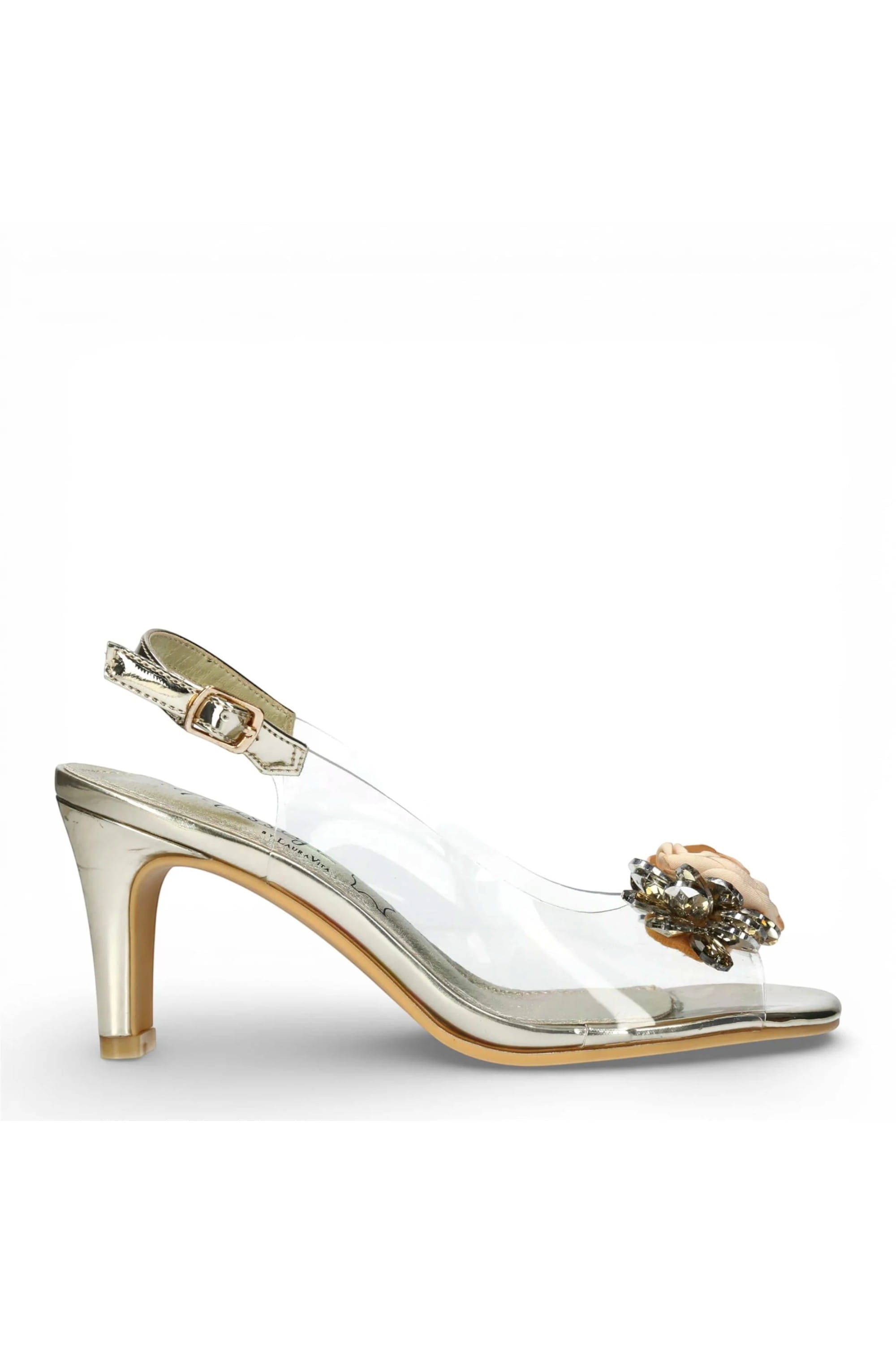 Metallic Women’S Crystal Heel Sandals - Mira 01