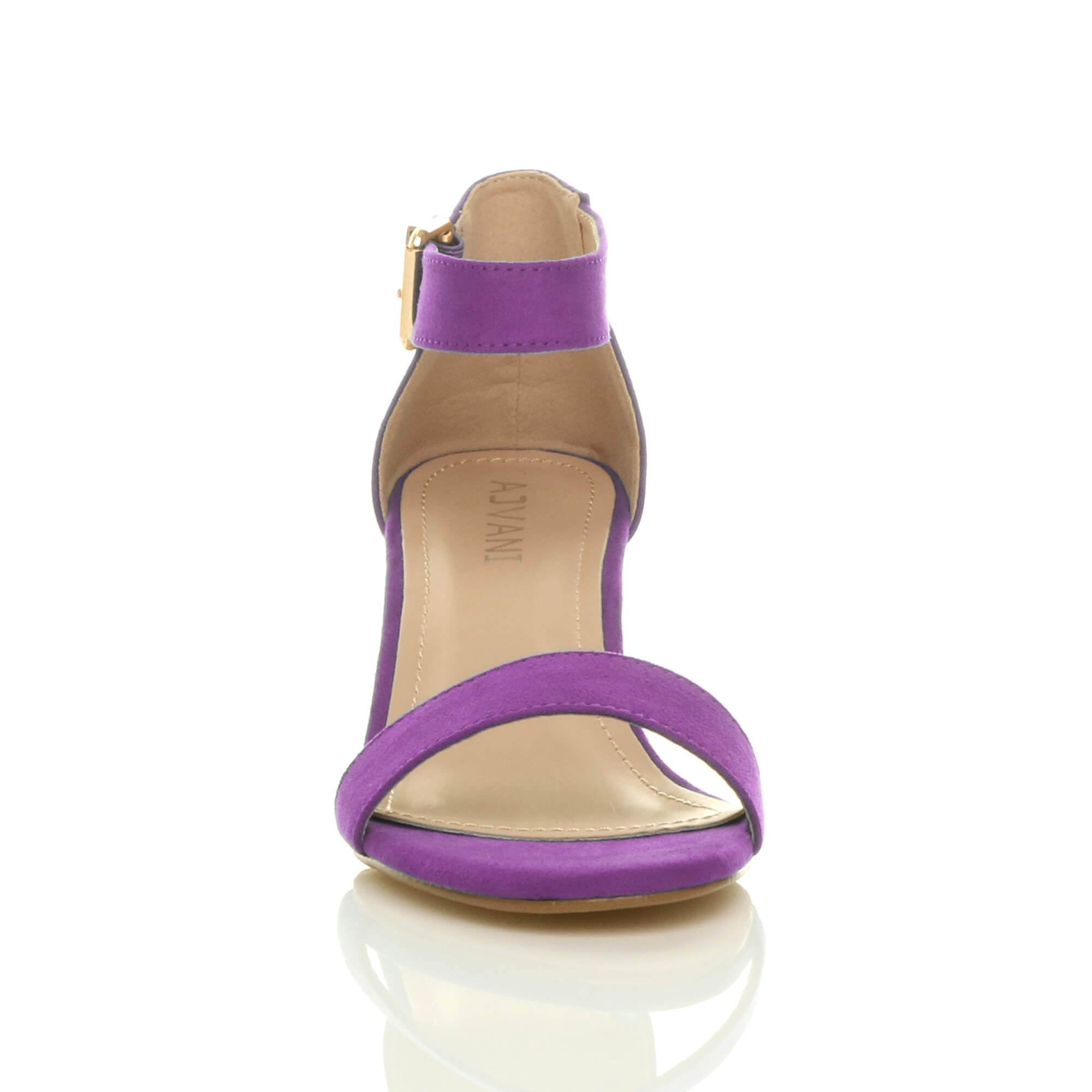 Purple AJVANI Purple Mid Block Heel Ankle Strap Sandals, Image 6 of 6
