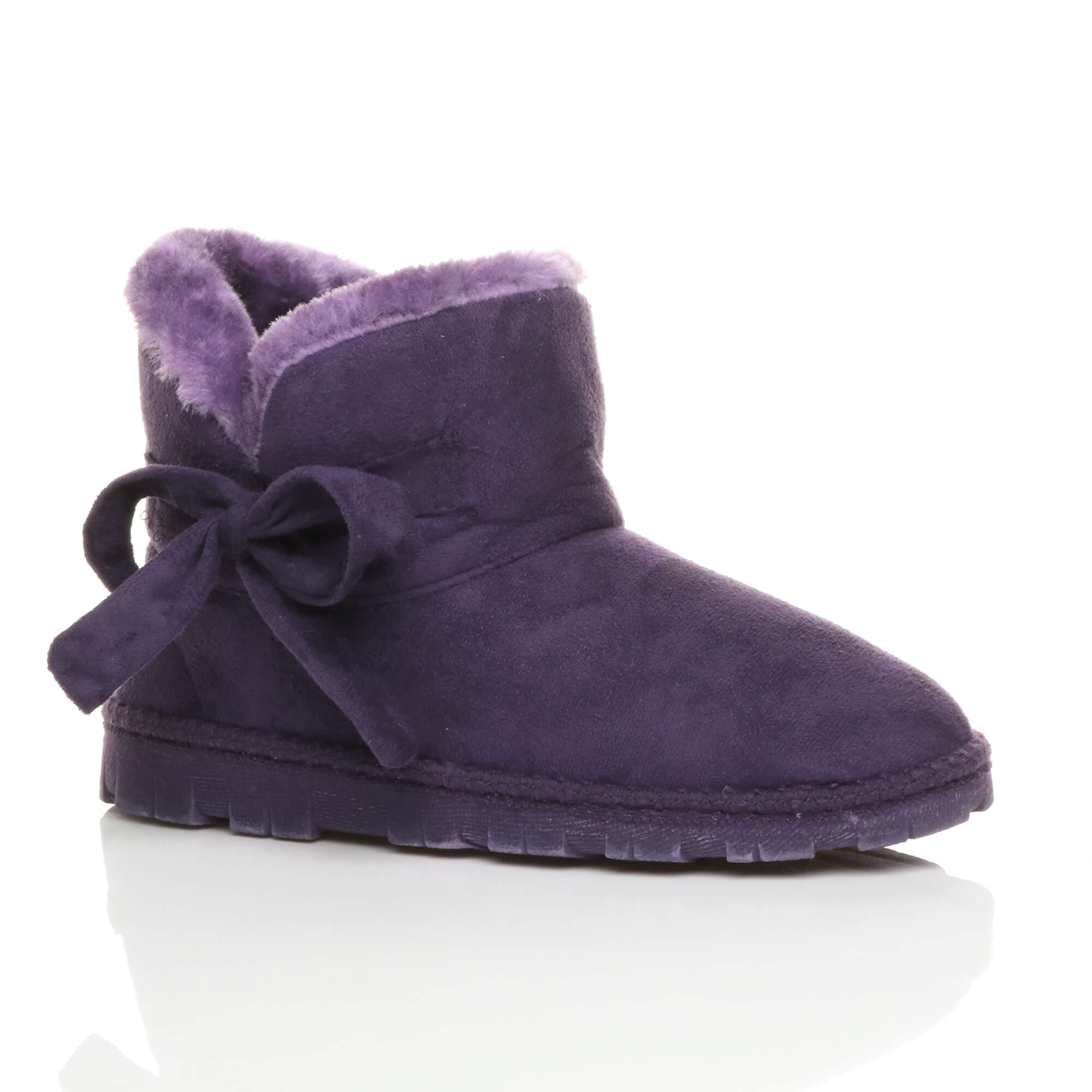 Purple AJVANI Purple Faux Fur Lined Ankle Boots Slippers, Image 1 of 6