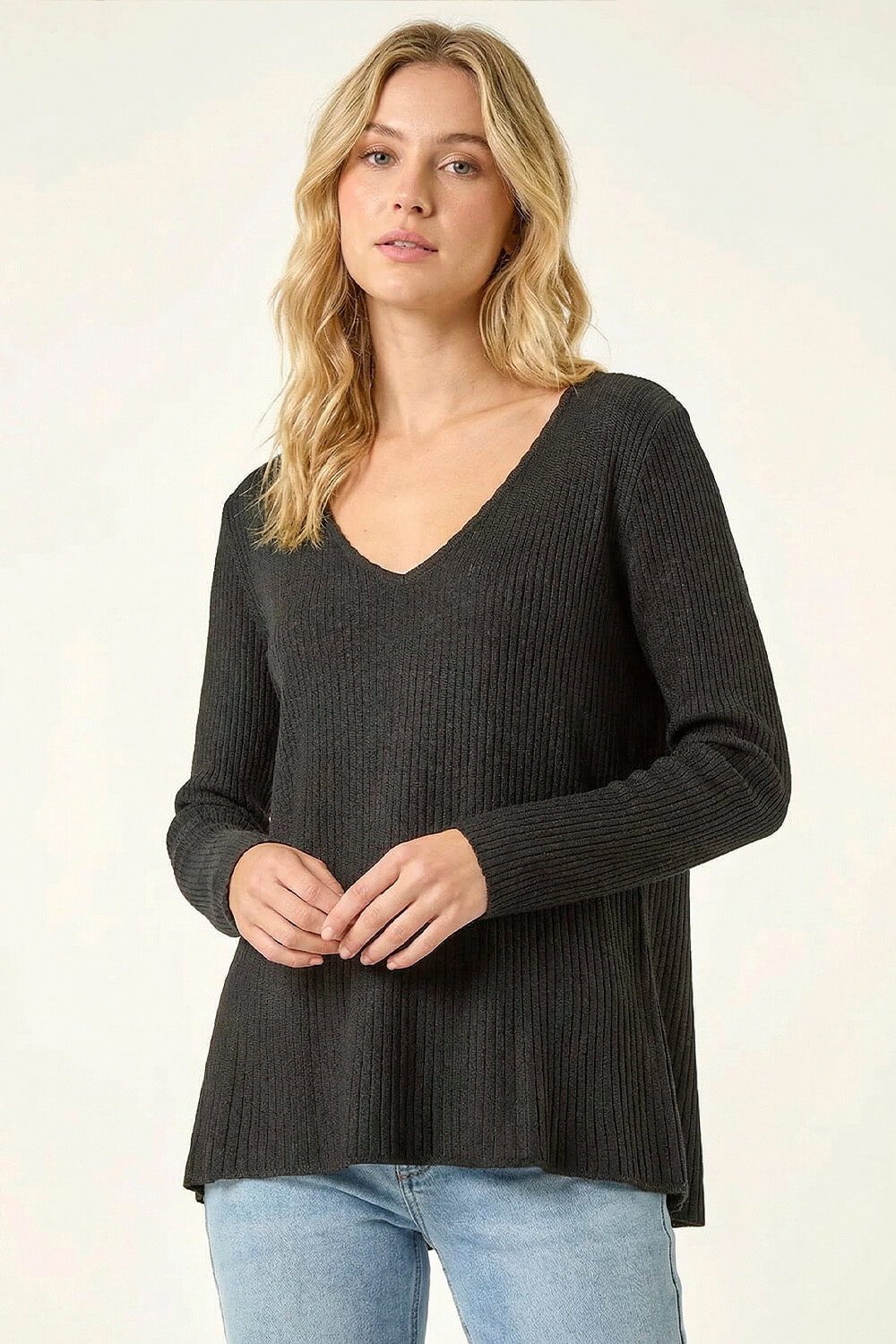 Black Tie Back Knit Jumper, Image 1 of 5