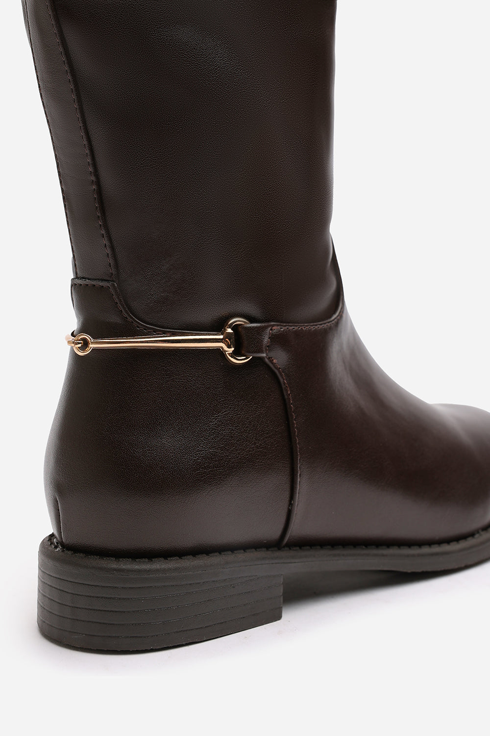 Dark Brown 'Nyla' Knee High Boots With Low Flat Heel, Image 6 of 7