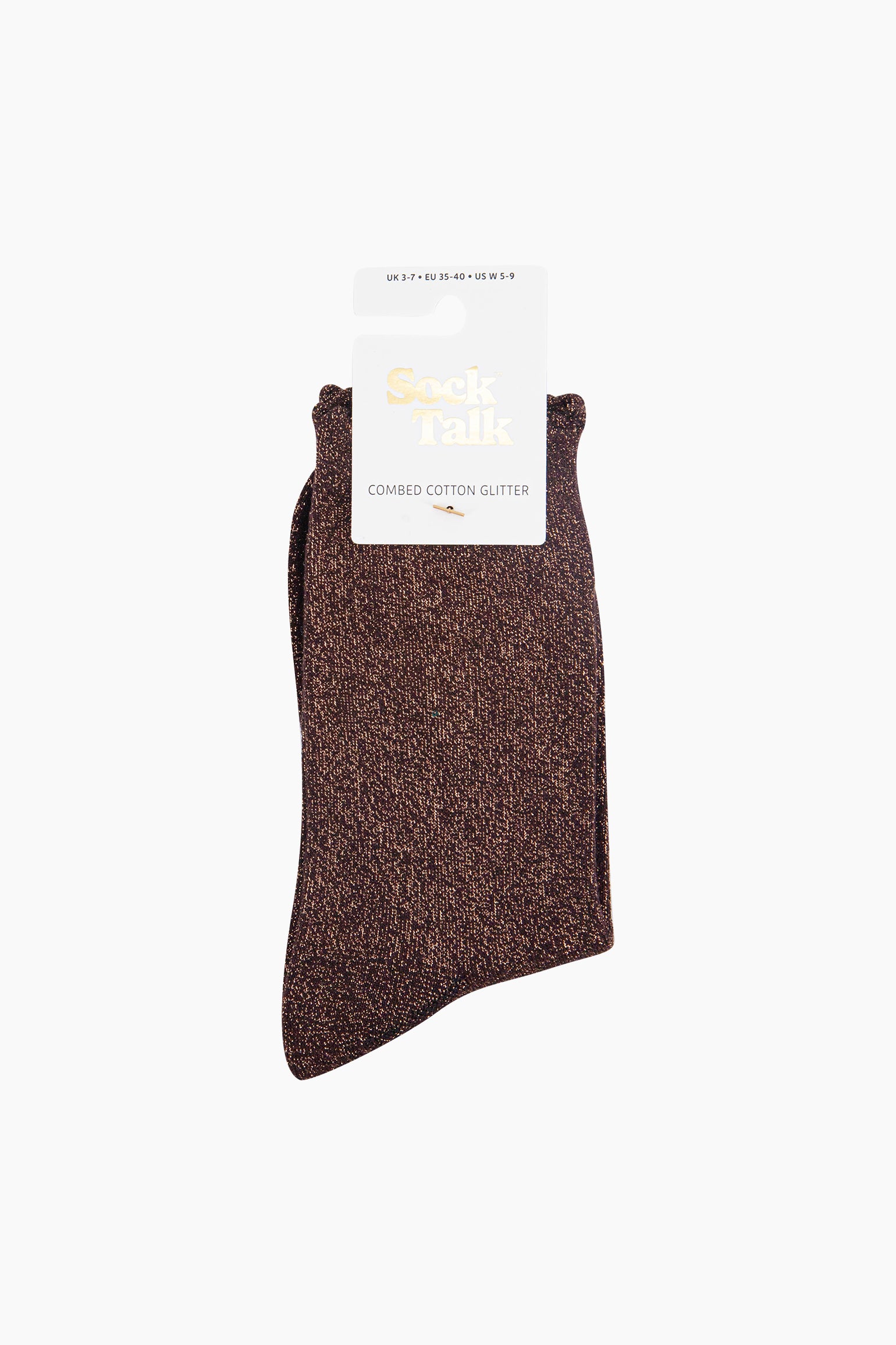 Chocolate Plain Combed Cotton Glitter Socks, Image 4 of 4