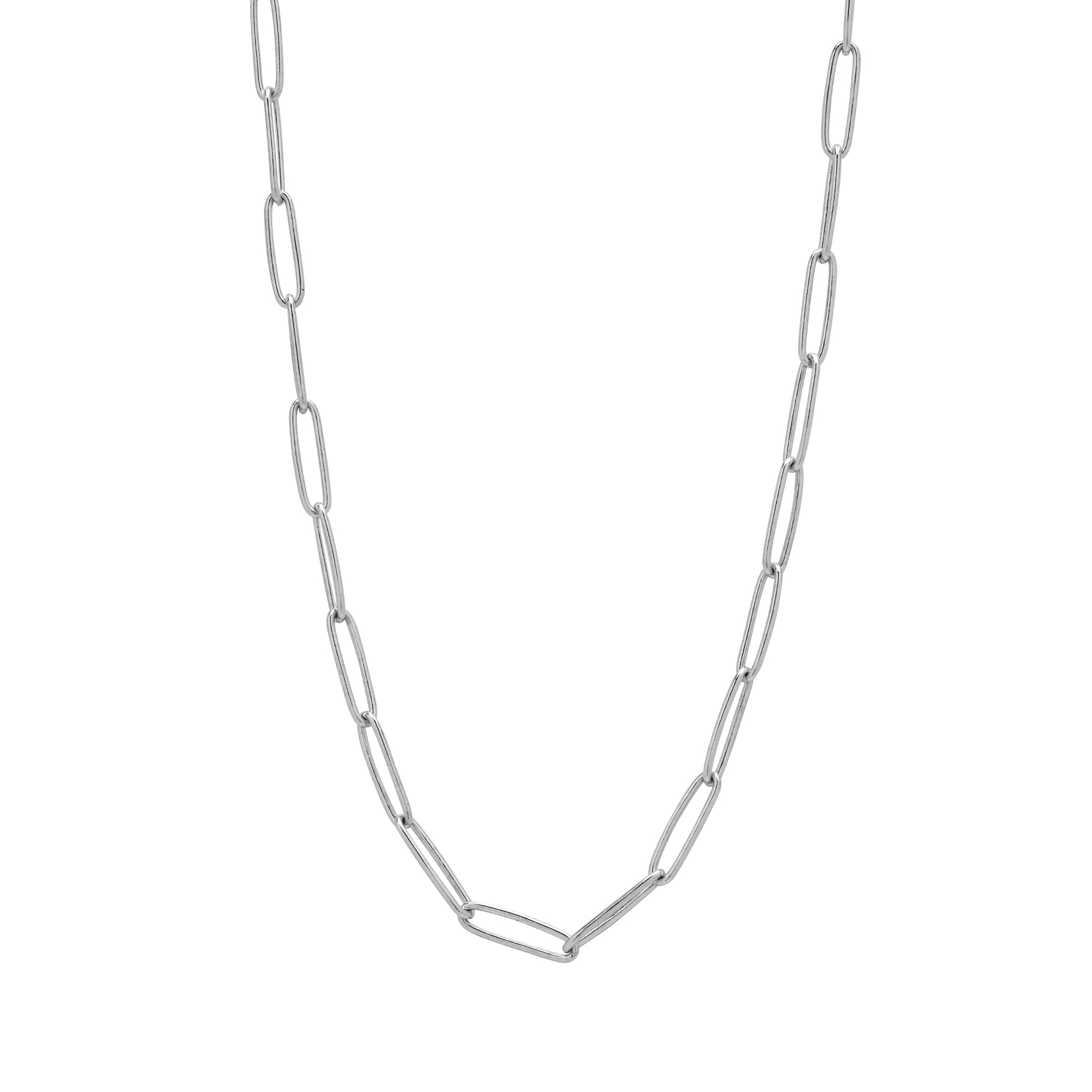 Silver Large Rectangular Sterling Silver Chain Necklace, Image 1 of 1