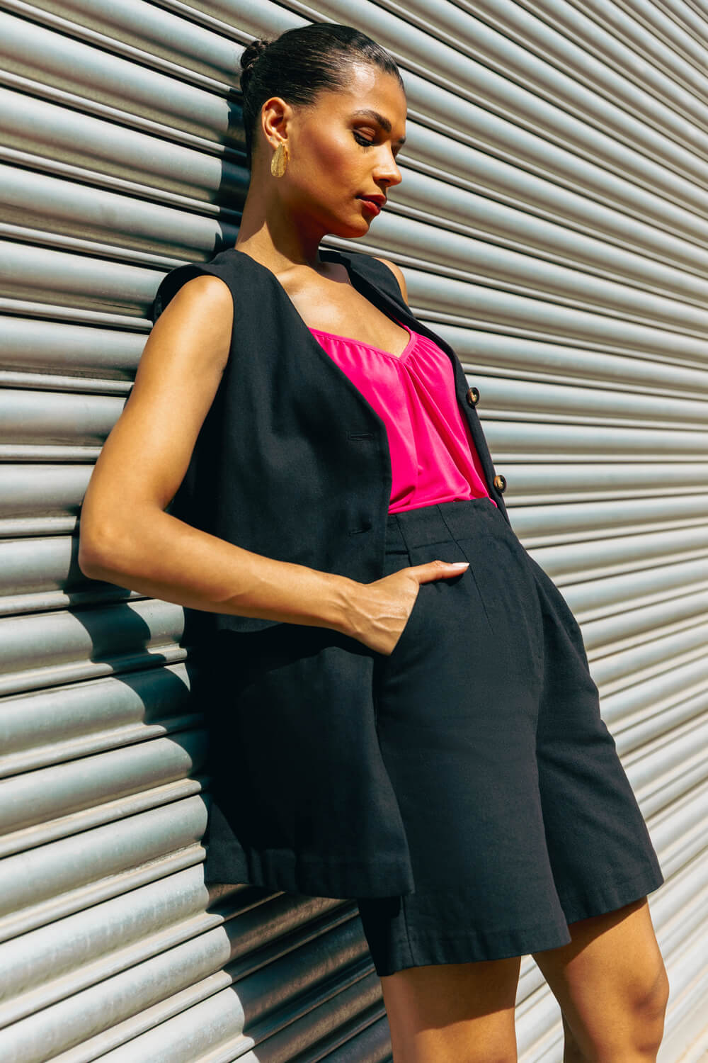 Black Smart Twill Pocket Shorts, Image 8 of 7