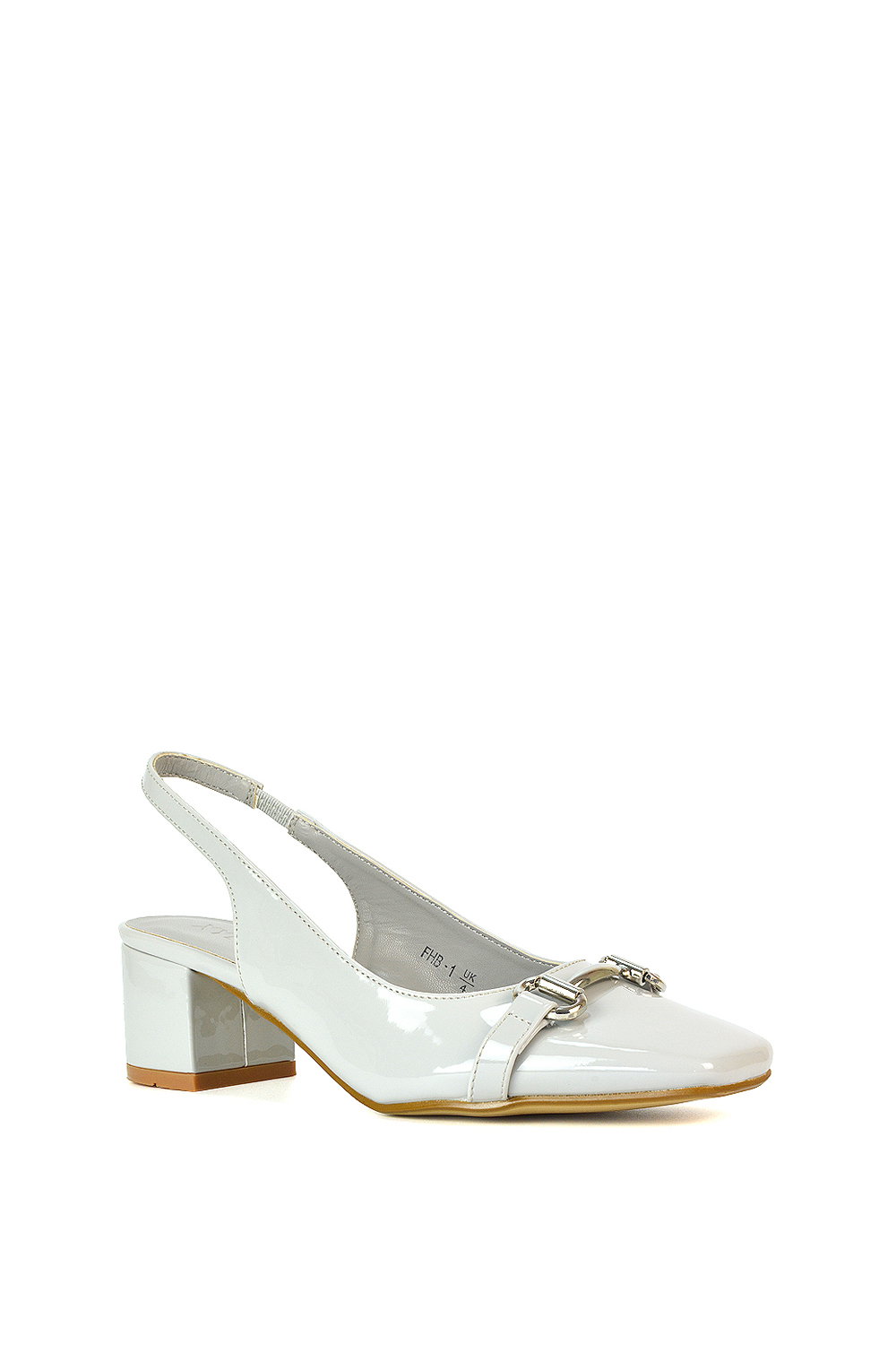 Light Grey XY LONDON Light Grey 'Selena' Slingback Mid Heels With Square Toe, Image 2 of 6